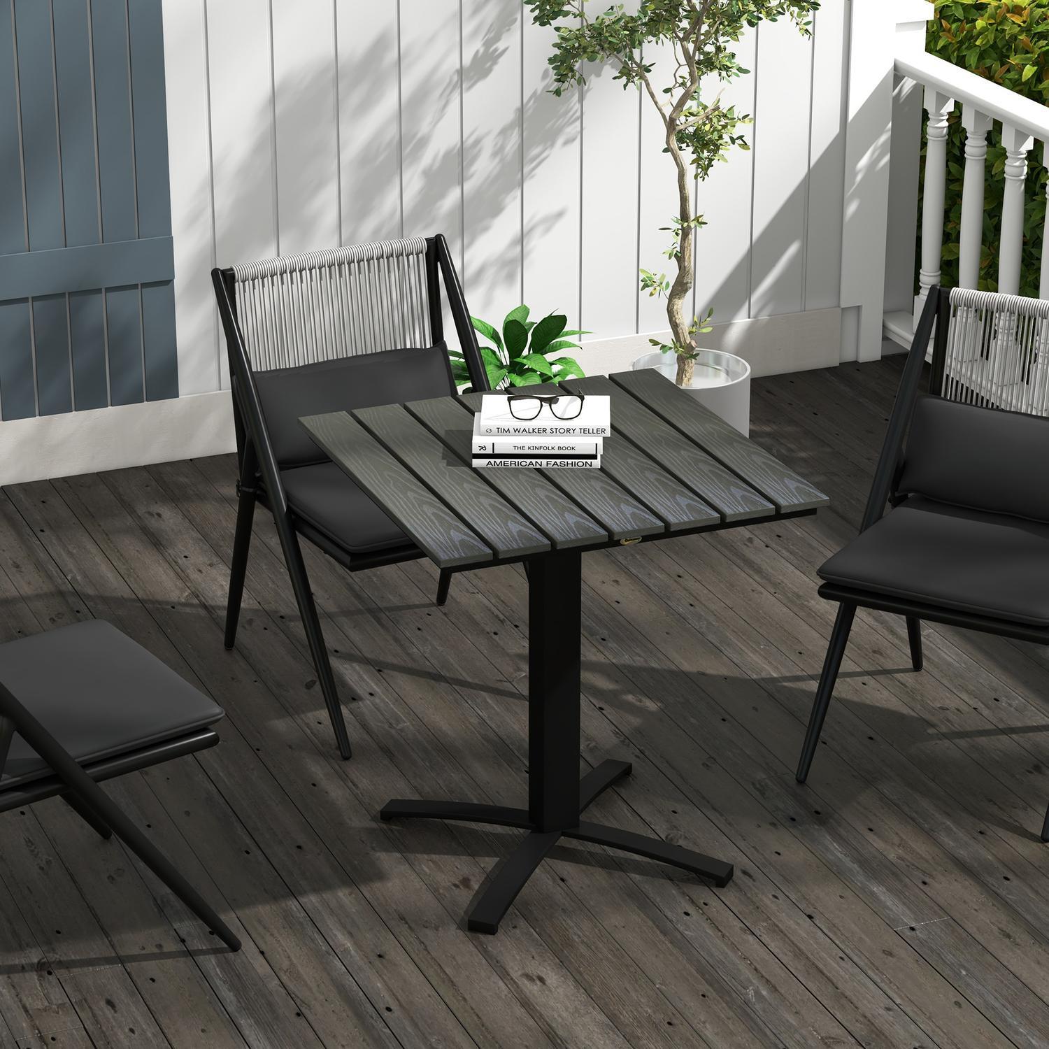 Northio Gartentisch, Esstisch Für 4 Personen, Quadratischer Balkontisch Mit Holzoptik Für Terrasse, Alu, Grau, 70 X 70 X 76 Cm