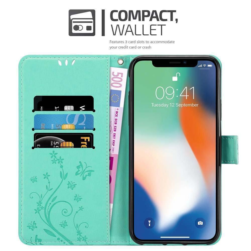 Cadorabo Hülle für Apple iPhone XS MAX Blumen Design Magnetverschluss