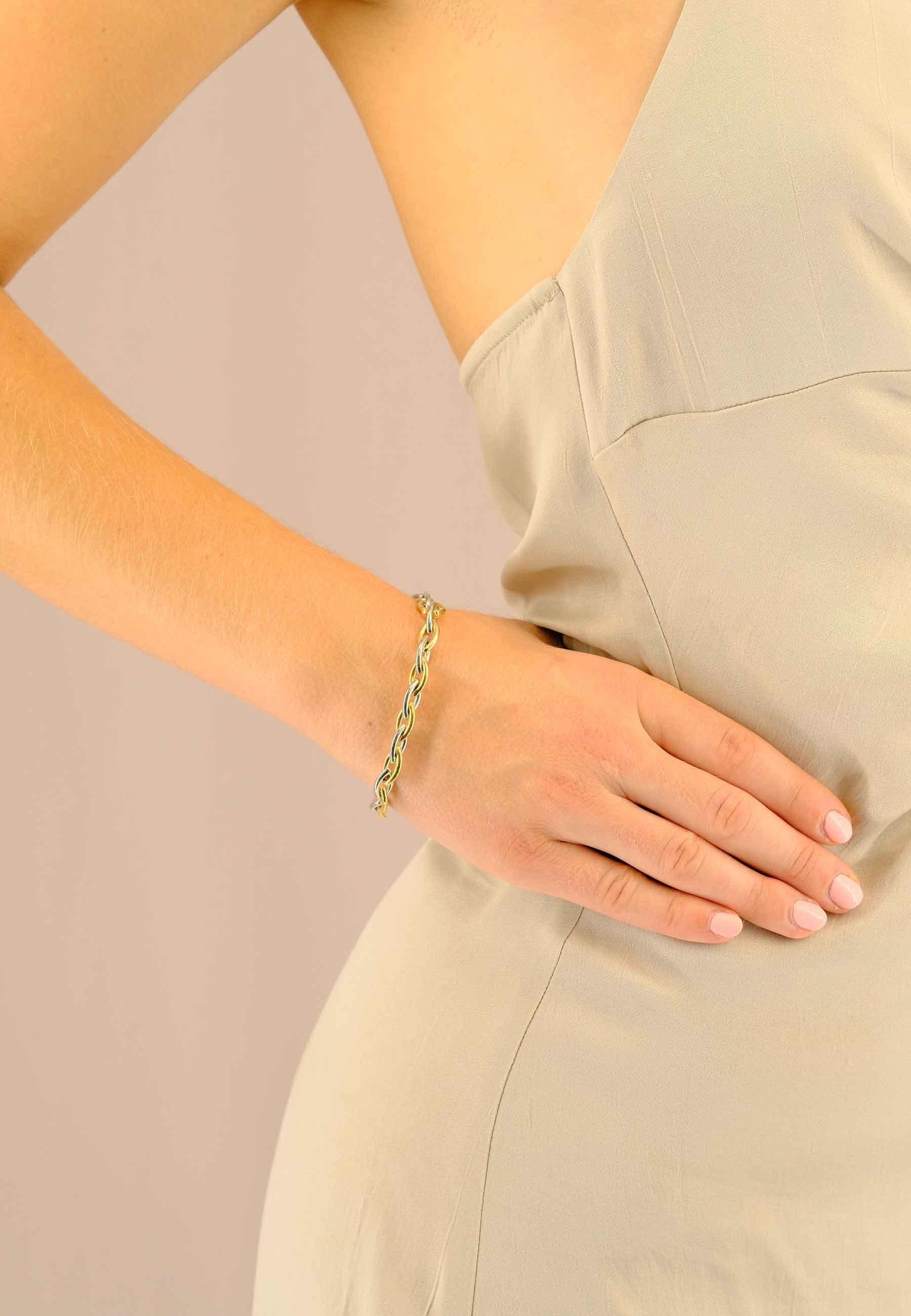 MUAU Schmuck Bracelet Navette Bicolor Gelb-/Weissgold 750. 20cm, 7mm