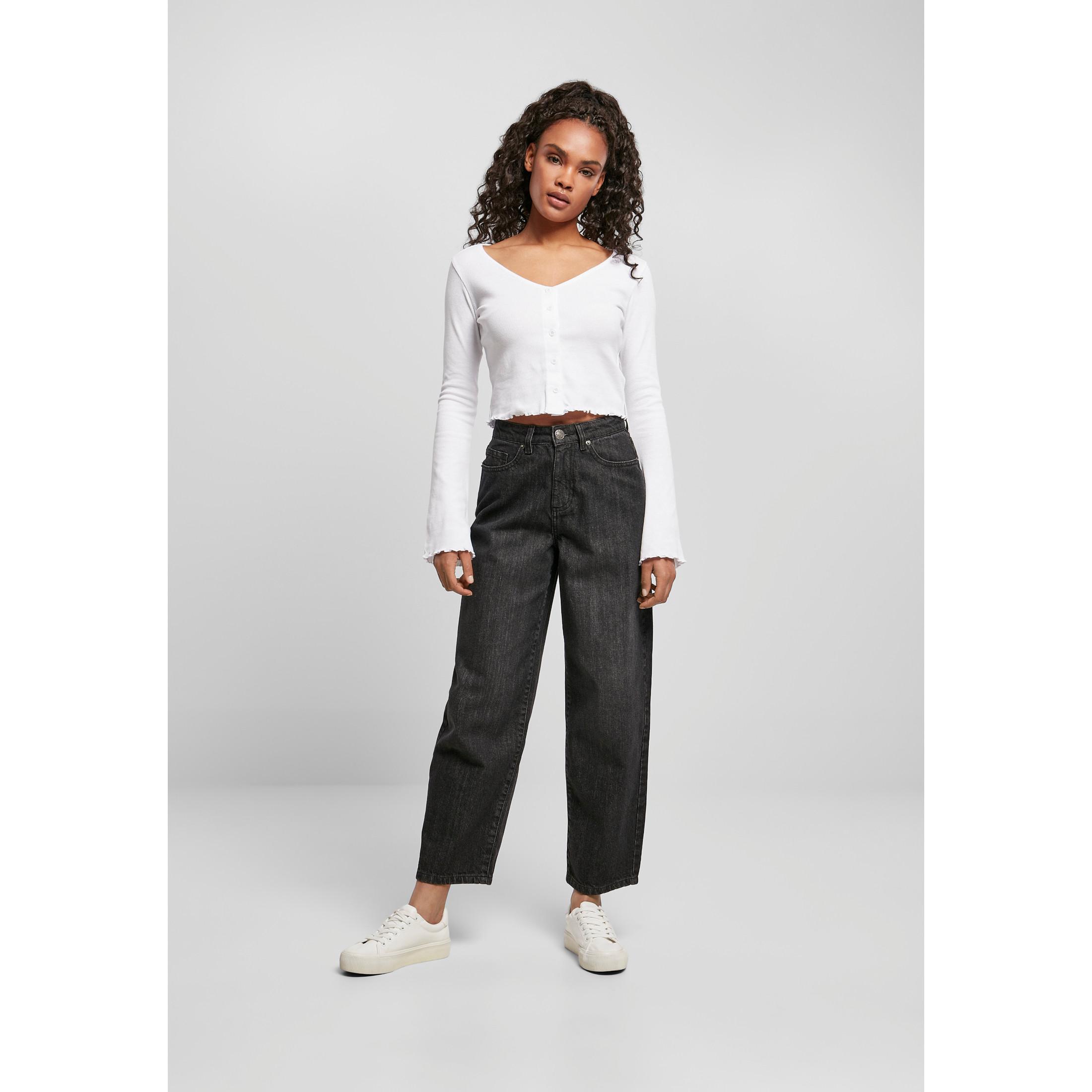 URBAN CLASSICS High Waist Cropped Straight Leg Jeans