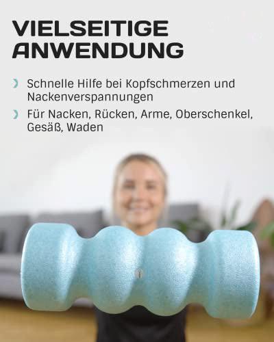 Alopini Doppel-Faszienrolle mit 4 ergonomischen Wirkungsbereichen für Nacken, Rücken, Gesäß und Beine.