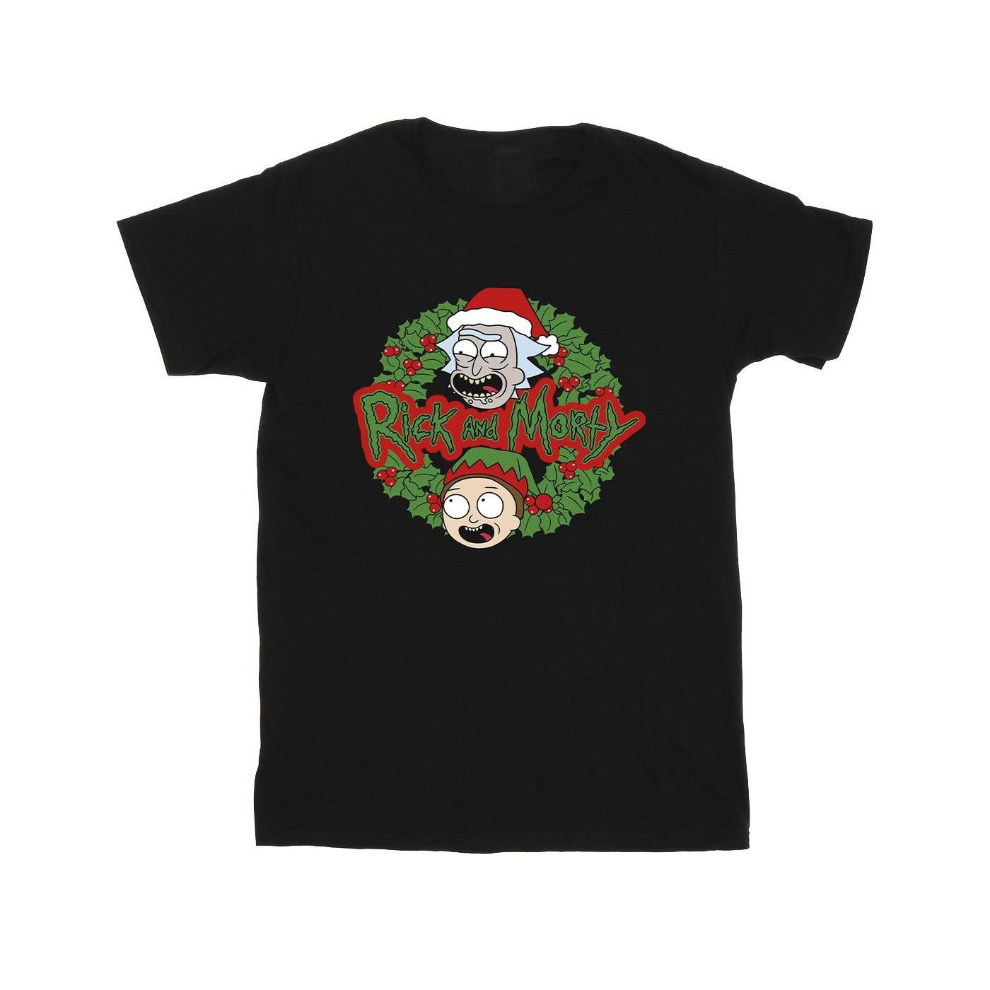 Rick And Morty Rick and Morty Christmas Wreath T-Shirt