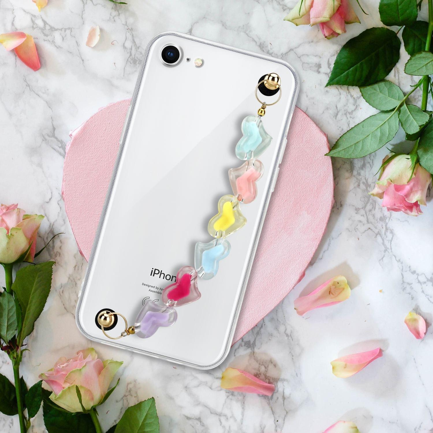 Cadorabo Hülle für Apple iPhone 7 7S 8 SE 2020 mit Handgelenk Kette