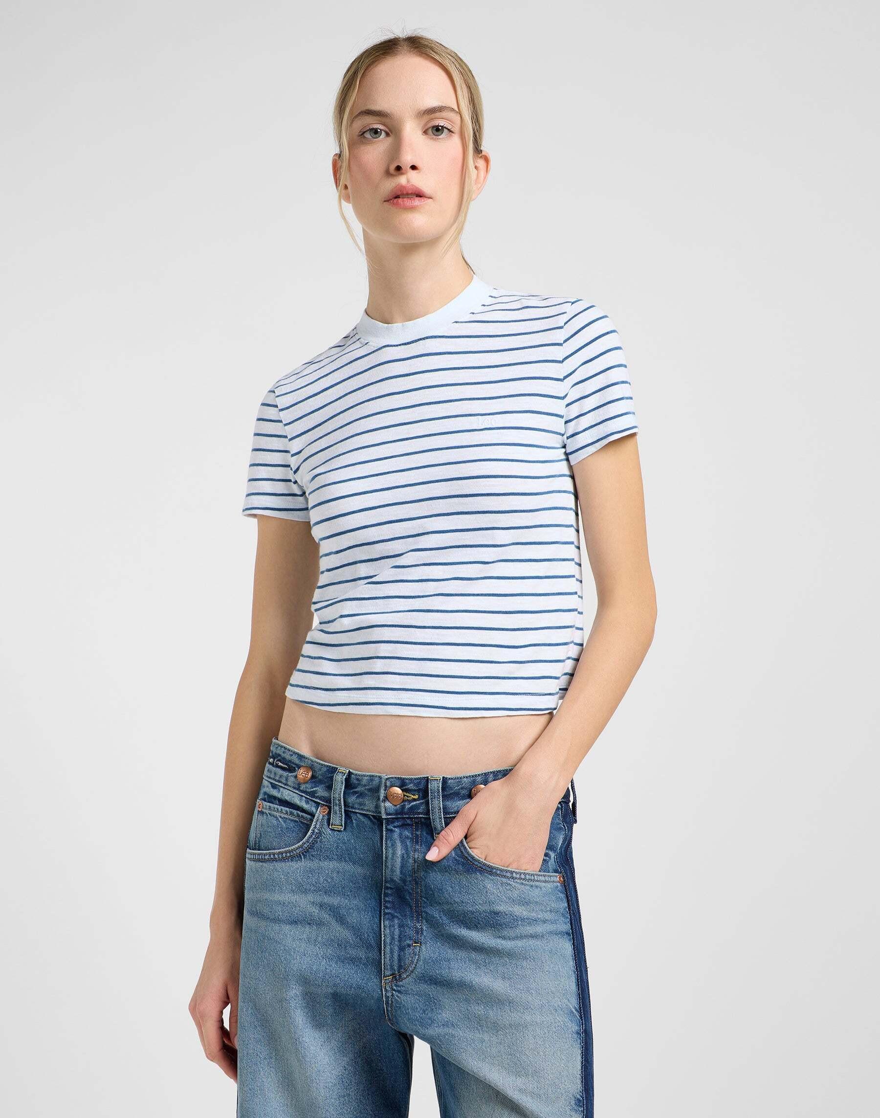 Lee Cropped Gestreiftes Tee