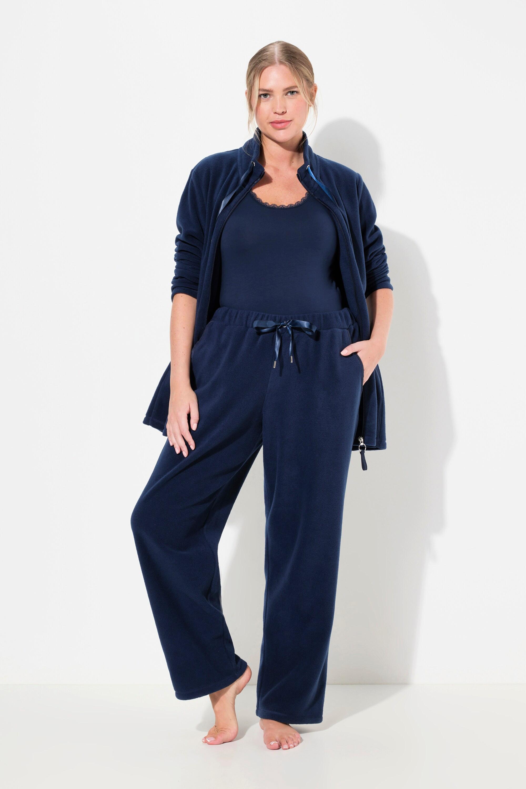 Ulla Popken Loungewear-Fleecehose Gerades Bein Elastikbund