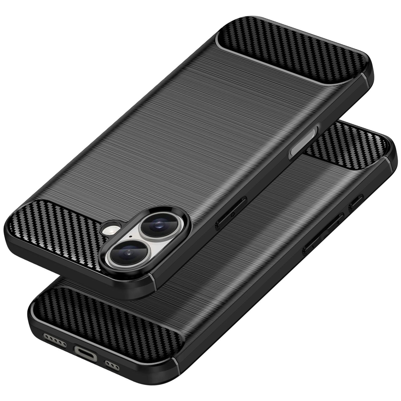 Avizar Carbon Hülle iPhone 16 Plus Schwarz