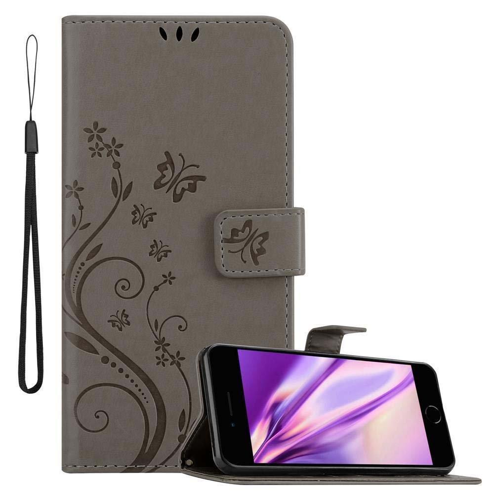 Cadorabo Hülle für Apple iPhone 7 PLUS 7S PLUS 8 PLUS Blumen Design Magnetverschluss