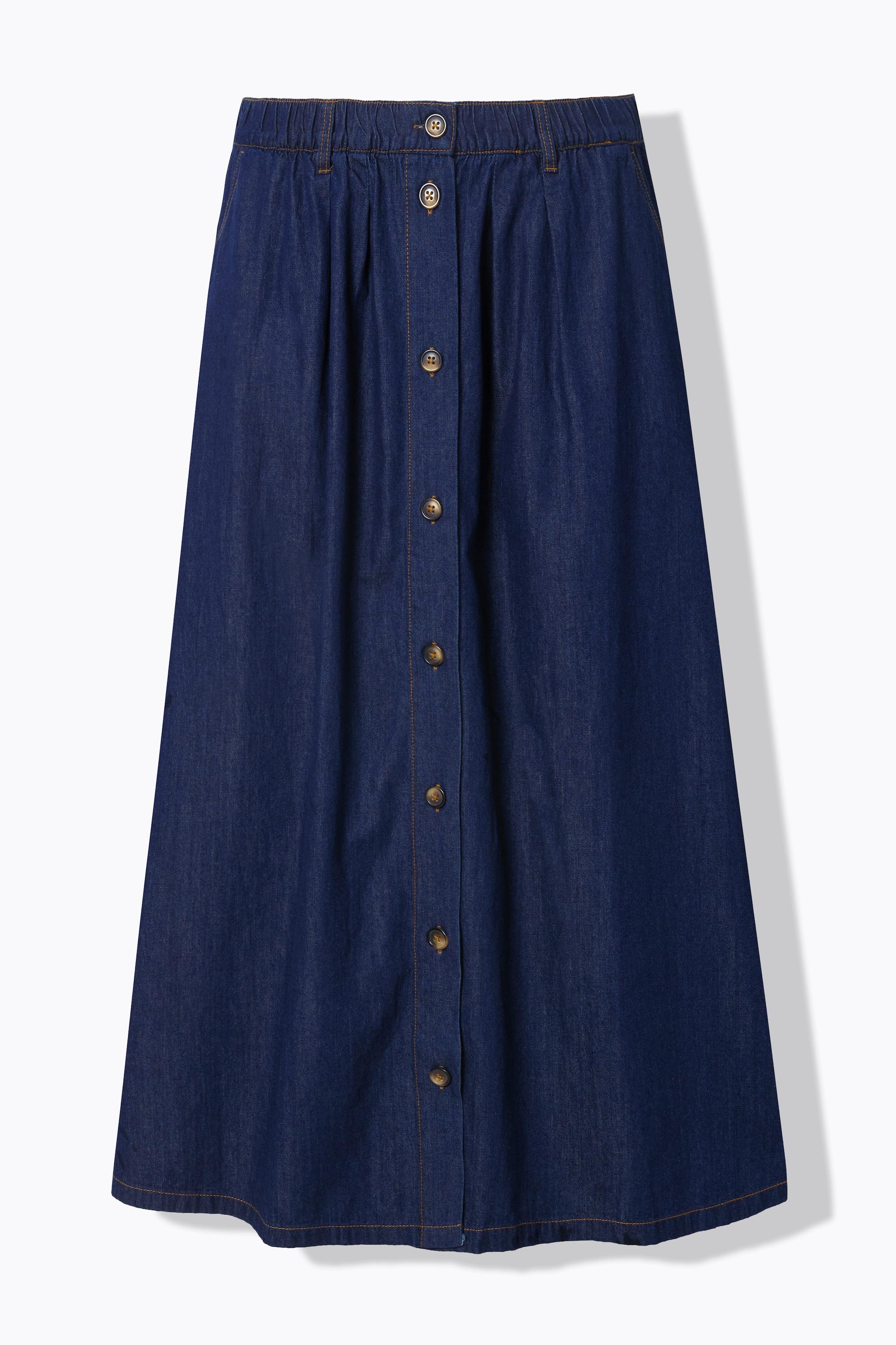 Ulla Popken Jeansrock, A-Linie, Schmuckknöpfe, Elastikbund