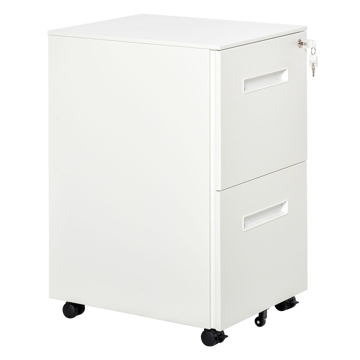 Northio Rollcontainer Aktenschrank Mit 2 Schubladen, Abschließbar, Rollen, A4, Stahl