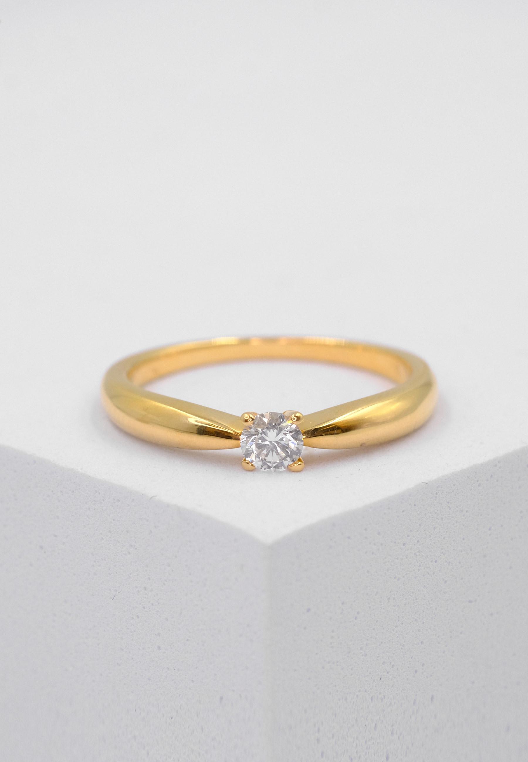 MUAU Schmuck Solitaire Ring Diamant 0.20ct. Gelbgold 750