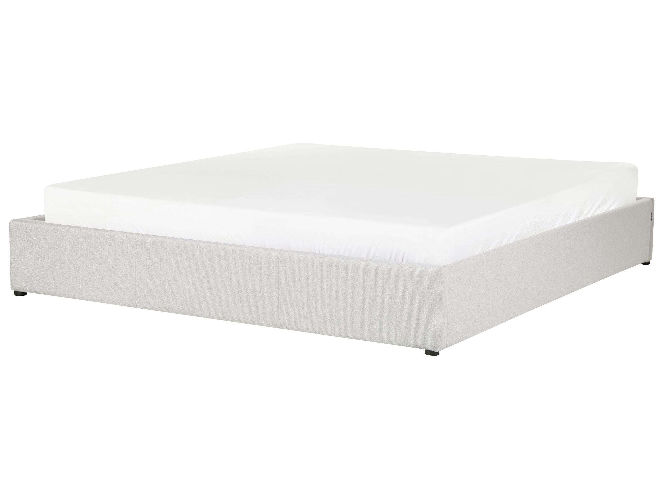 Beliani Bett mit Stauraum ohne Kopfteil aus Polyester Skandinavisch DINAN