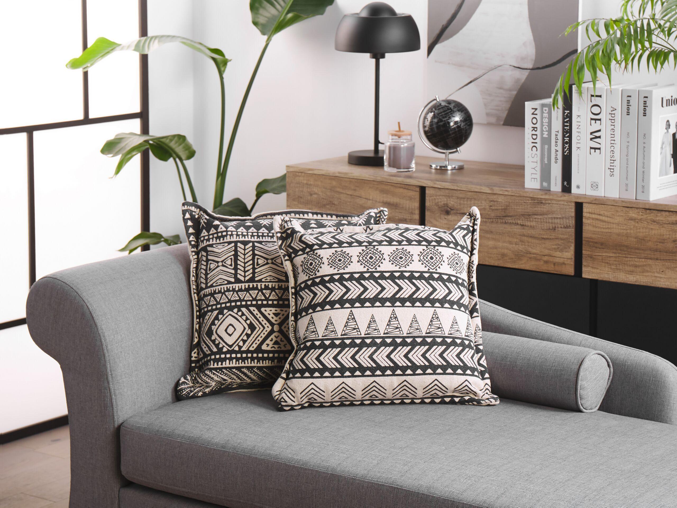 Beliani Dekokissen 2er Set aus Baumwolle Boho HENTEPE