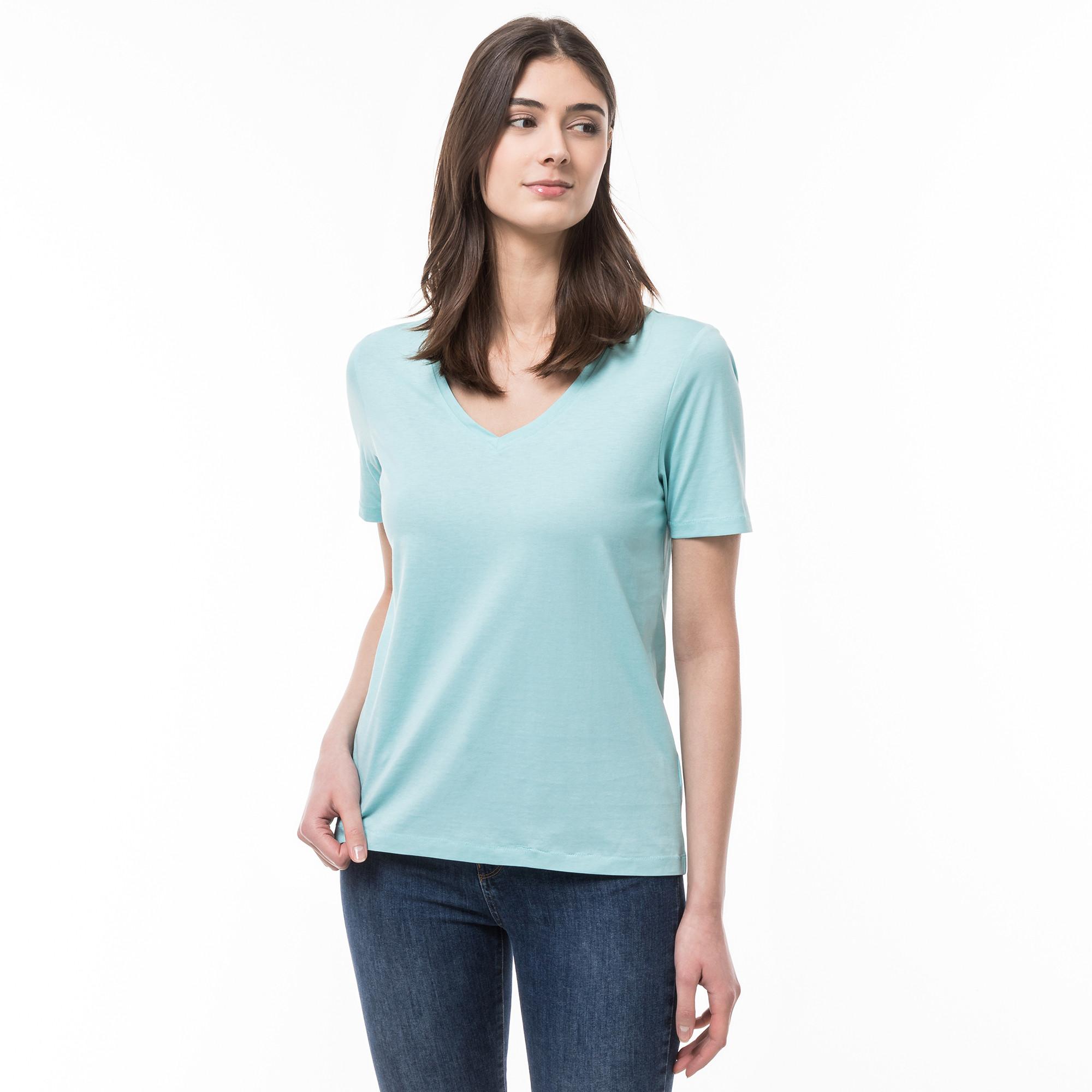 Manor Woman Pima Kurzarm V-Ausschnitt T-Shirt