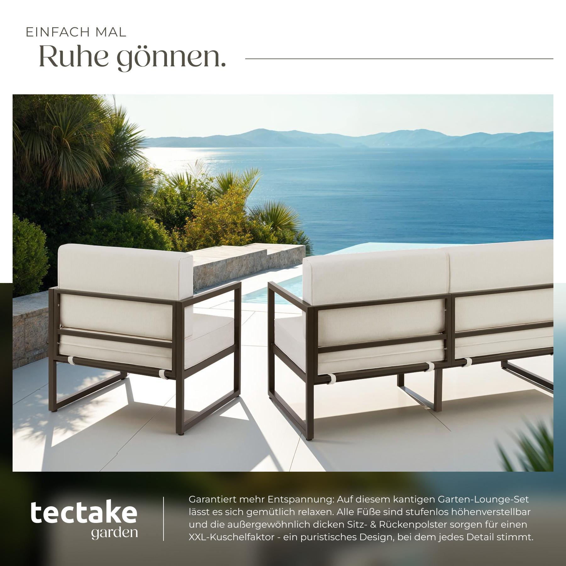 Tectake Garten-Loungeset Comosa für 5 Personen, XXL-Polsterung je Sofa 250 kg, Sessel 120 kg Belastbarkeit