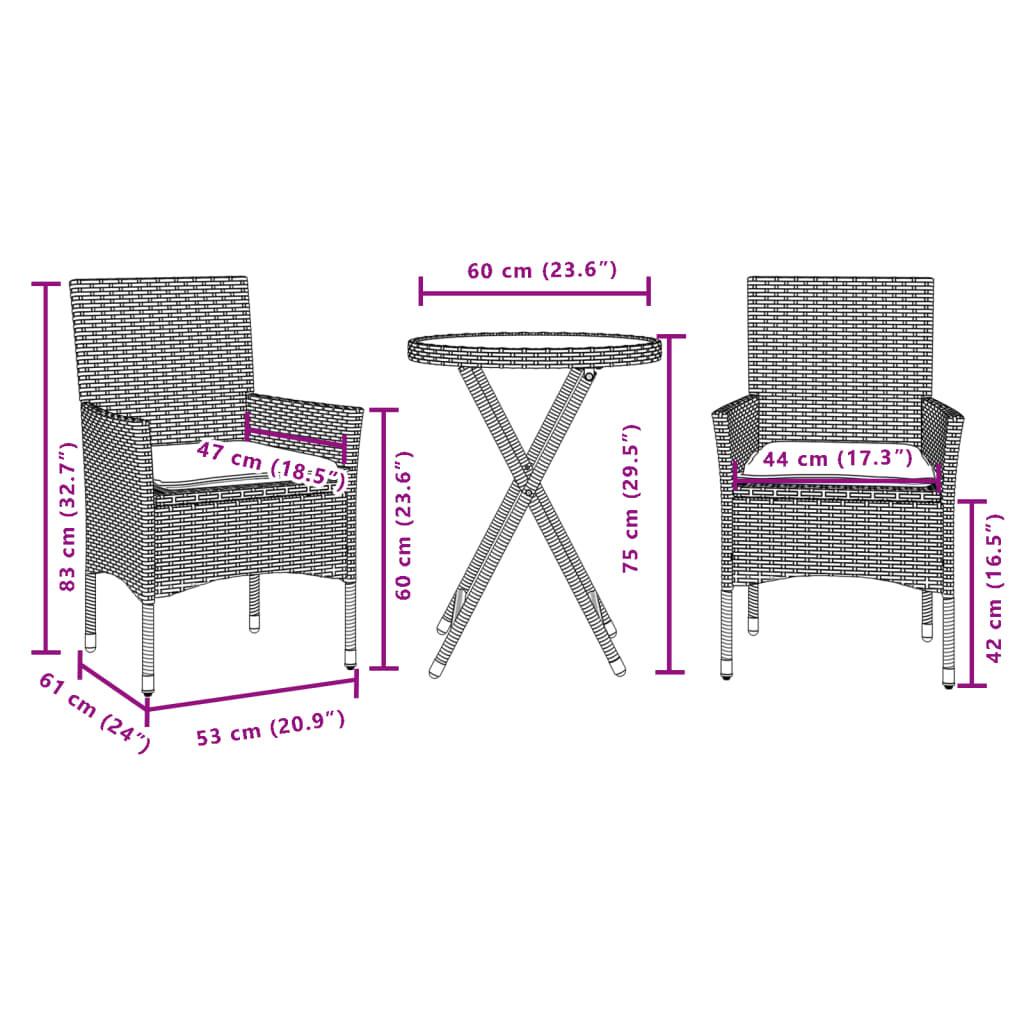 VidaXL Bistro set poly-rattan