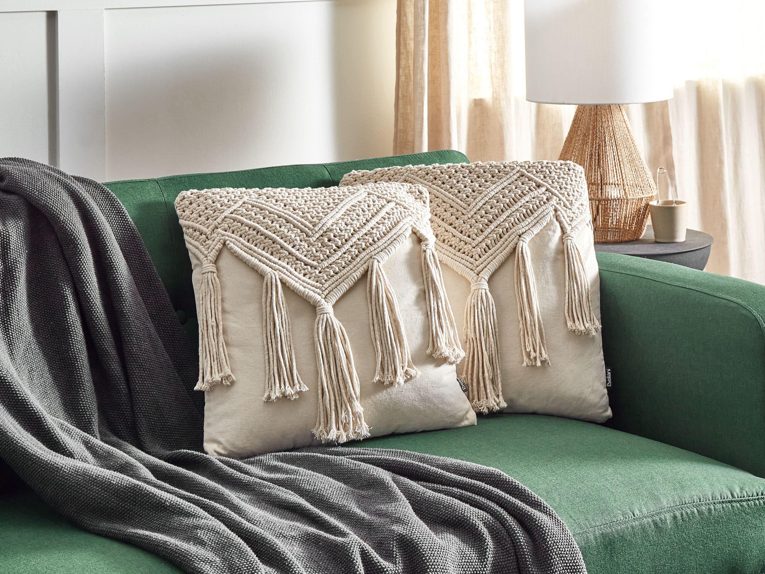 Beliani Dekokissen 2er Set aus Baumwolle Boho BEDADI