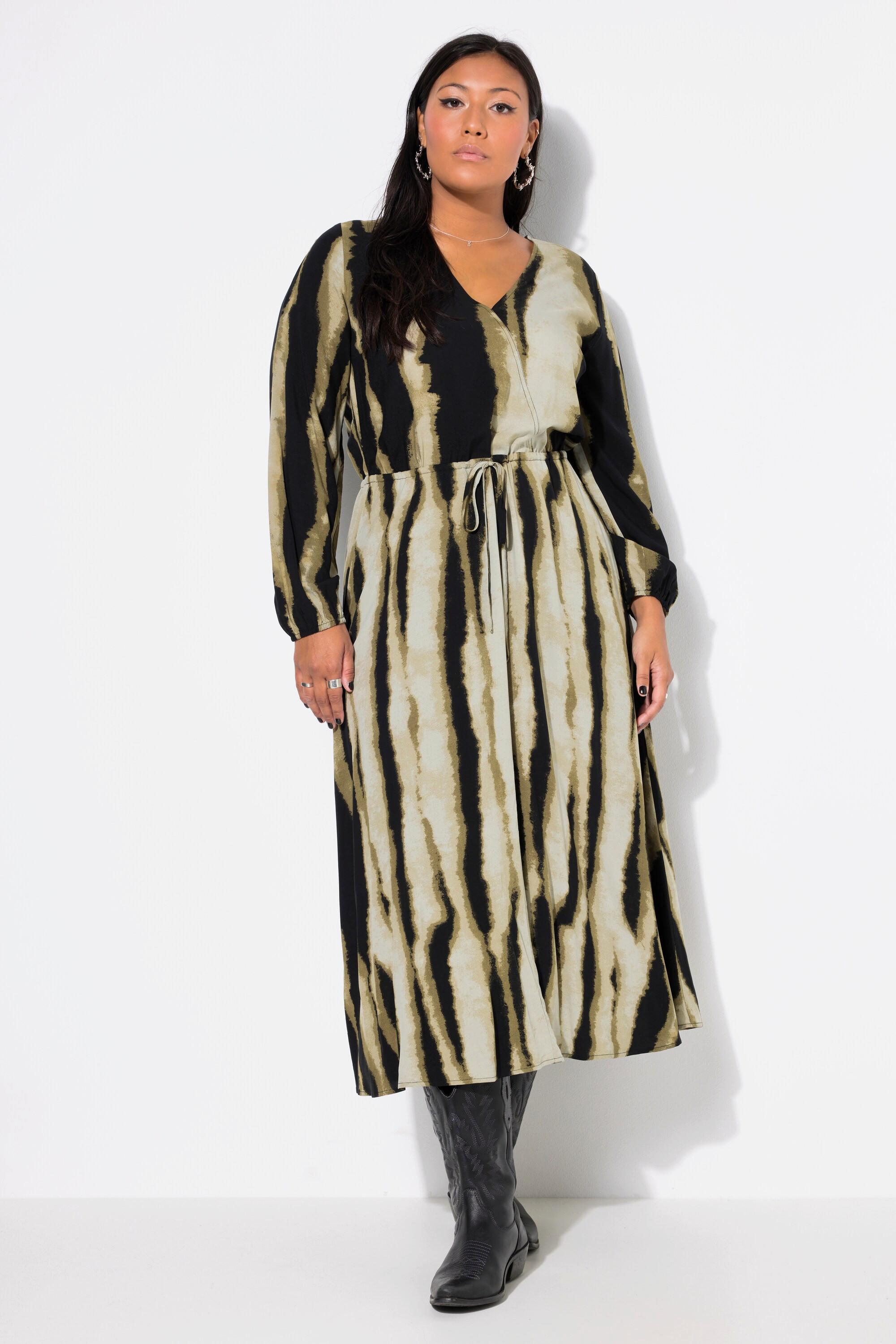 Studio Untold Maxikleid A-Linie Batik-Streifen Wickel-Optik