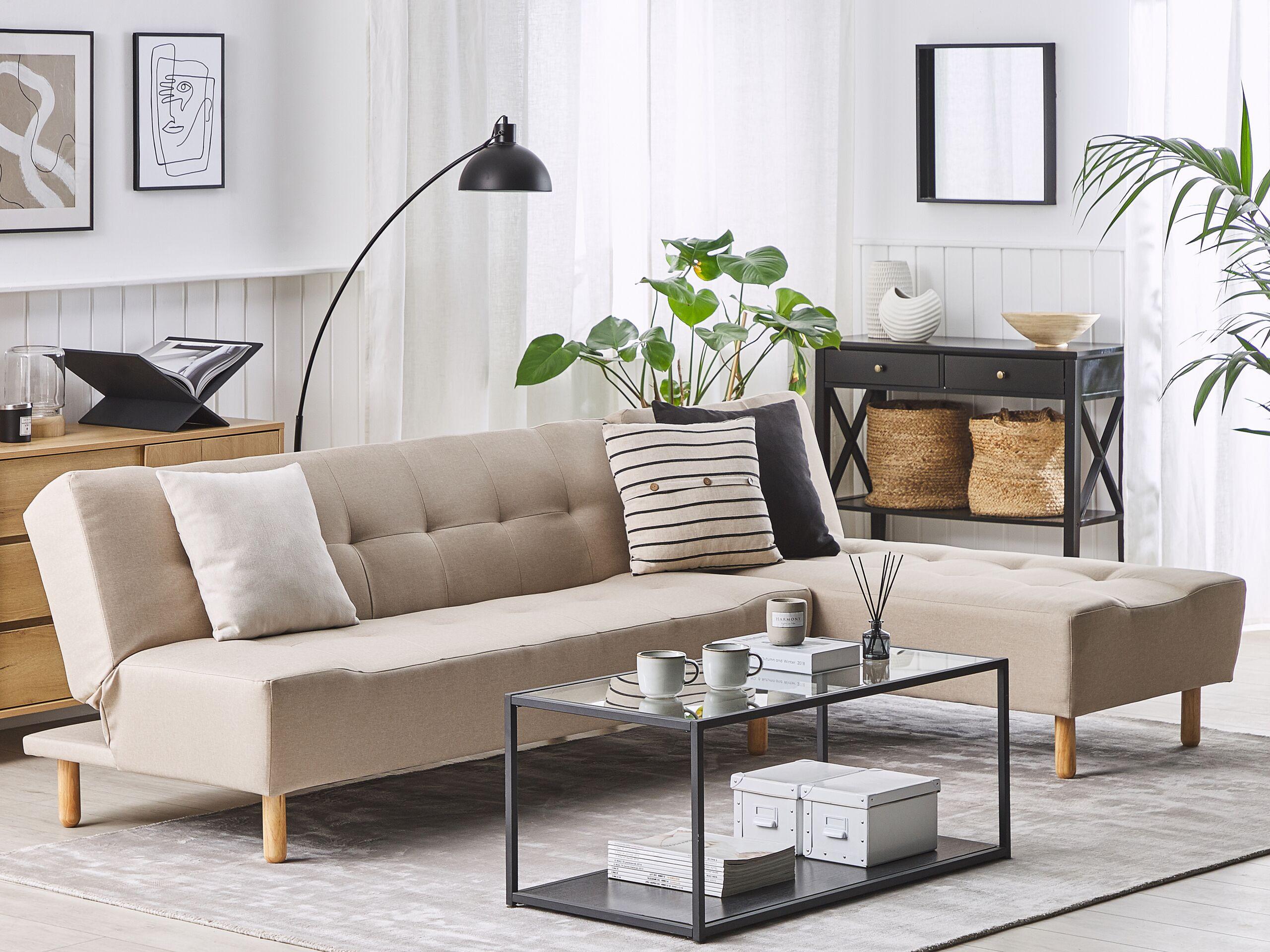 Beliani Linksseitiges Ecksofa aus Polyester Retro ALSTEN