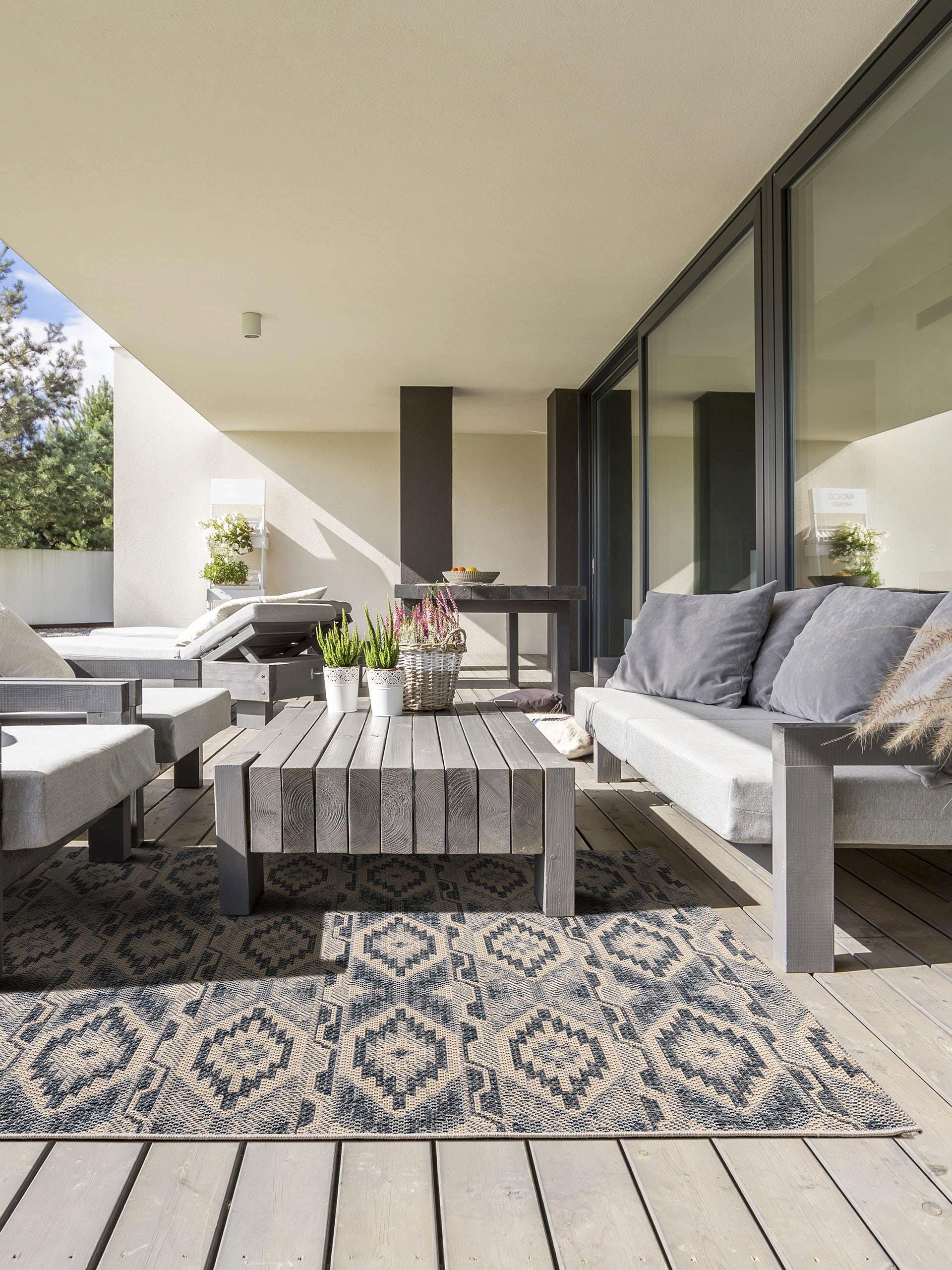 Benuta In- & Outdoor-Teppich River Blau