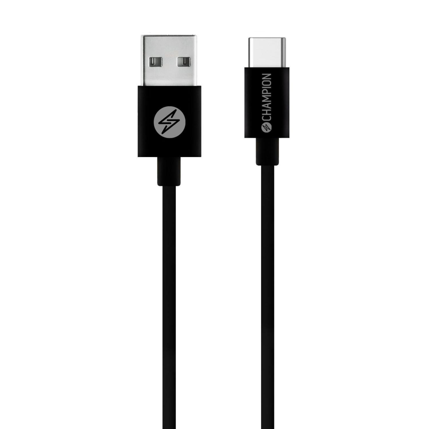 Champion USB-A-auf-USB-C-Kabel, 2 m, Schwarz