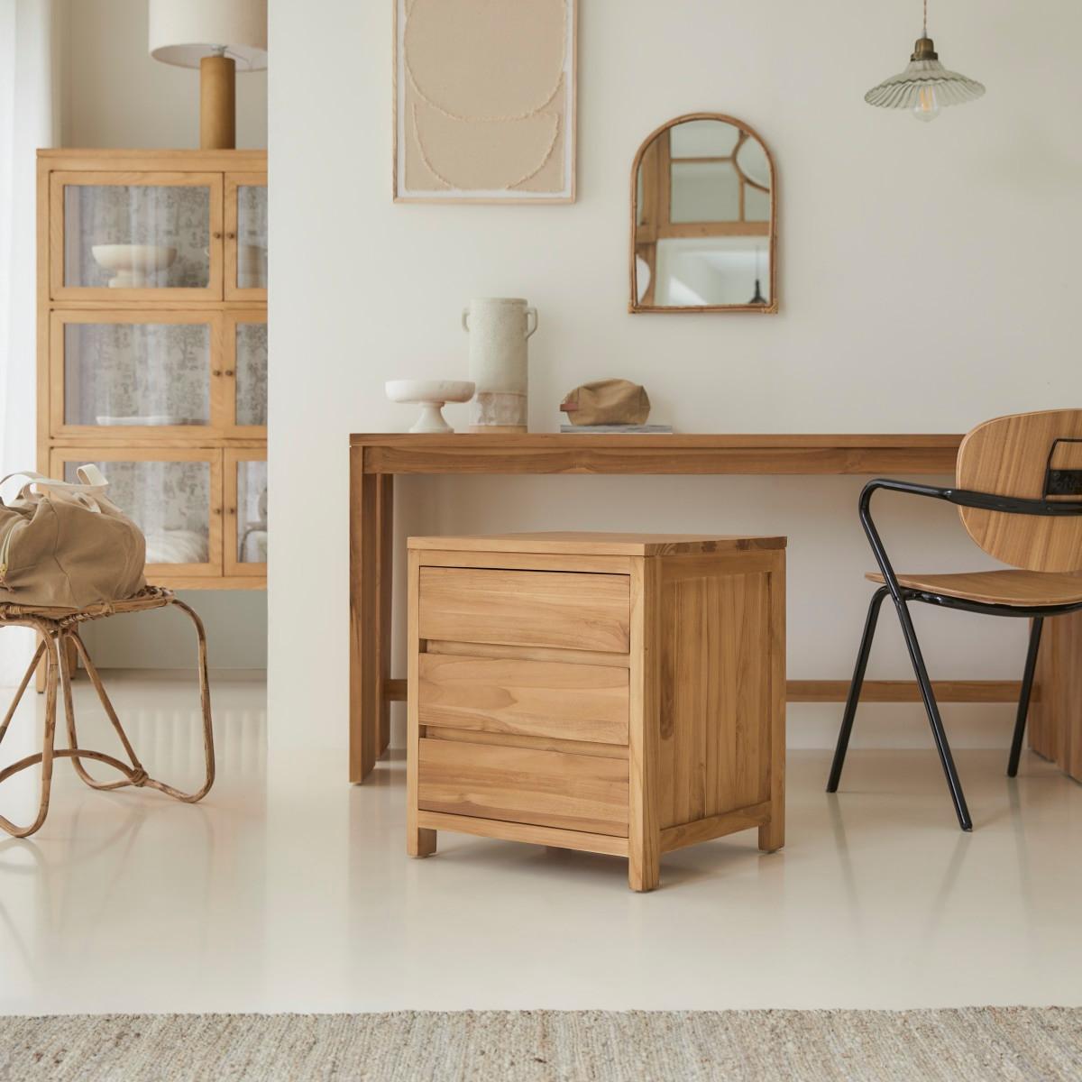 Tikamoon Schreibtisch aus massivem Teak mit Schubladenmodul Eden