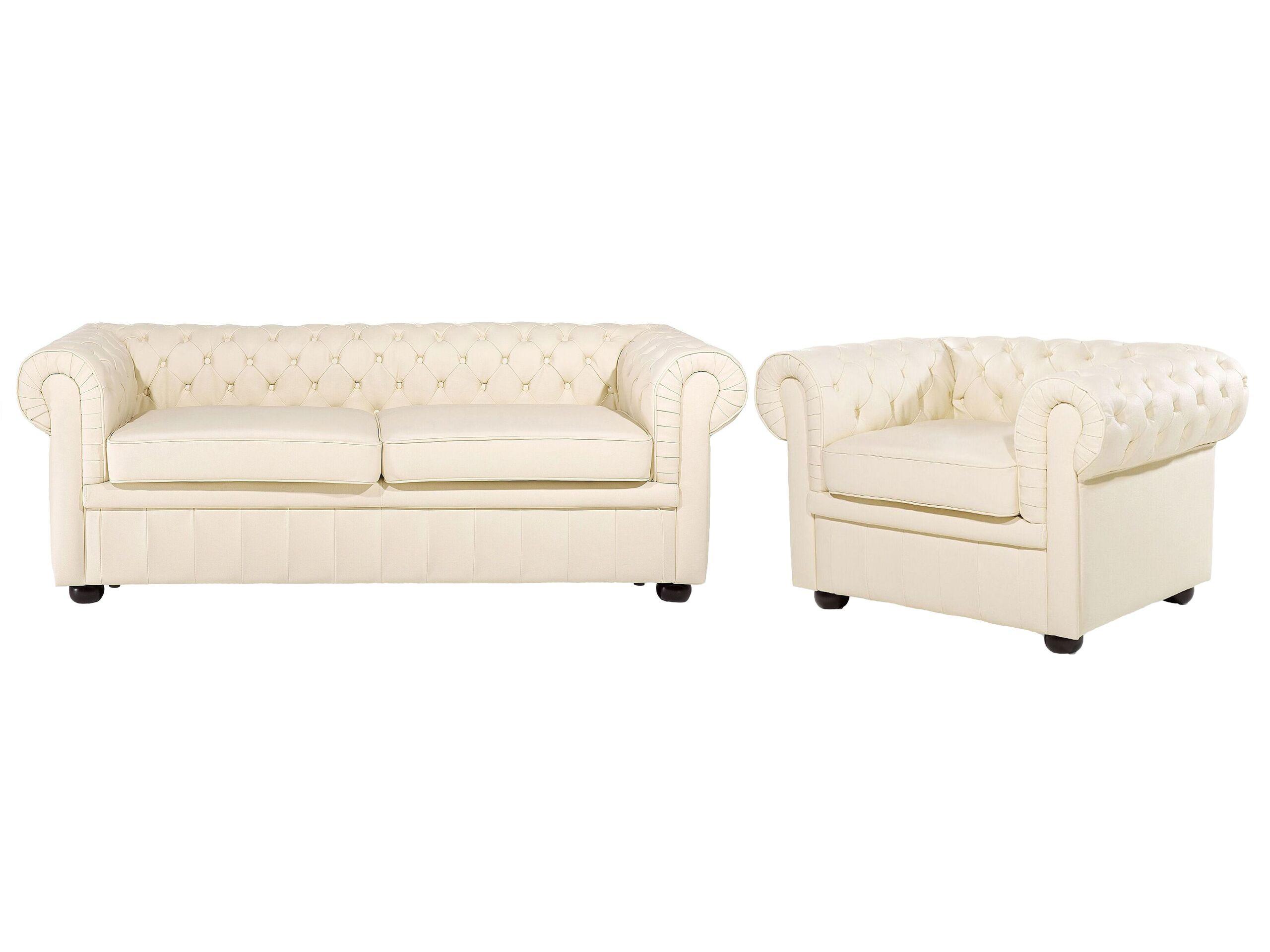 Beliani Wohnzimmer Set aus Echtleder Glamourös CHESTERFIELD