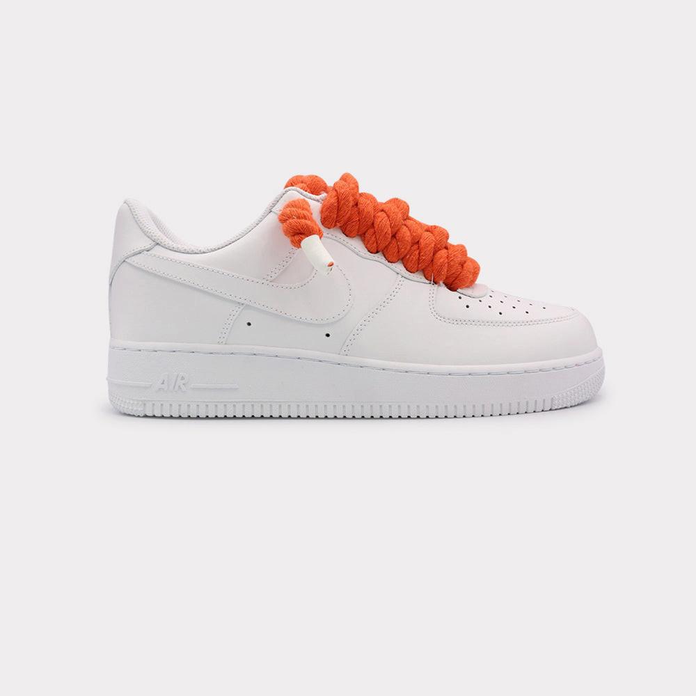 NIKE Air Force 1 White - Rope Lace Orange