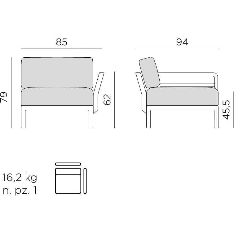 NARDI outdoor Gartenlounge-Abschlusselement Maximo