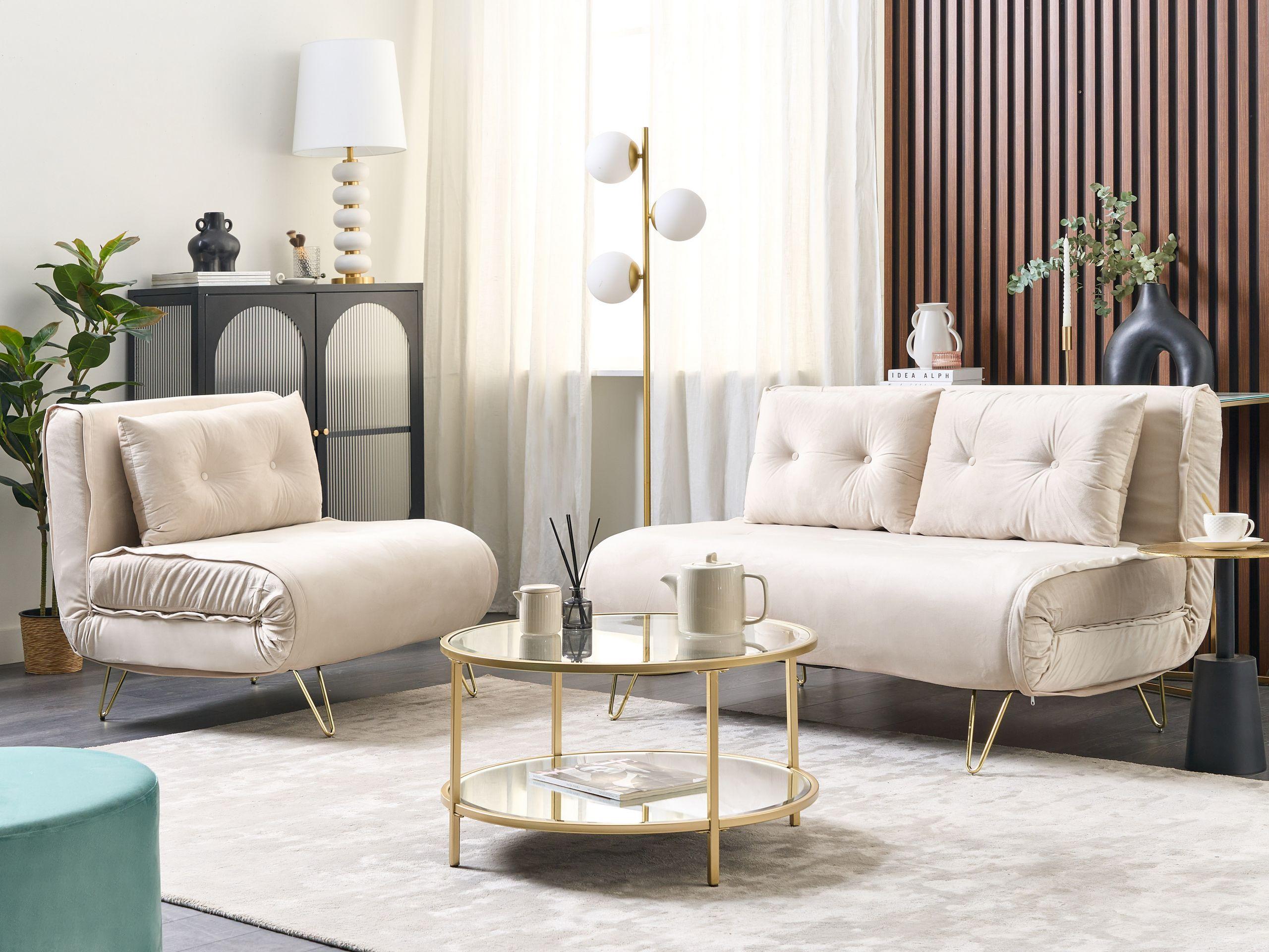 Beliani Schlafsofa aus Samtstoff Glamourös VESTFOLD