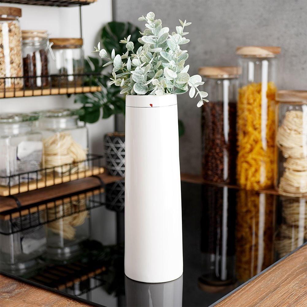 Orion Weiße Keramikvase mit dezentem floralen Herzmotiv