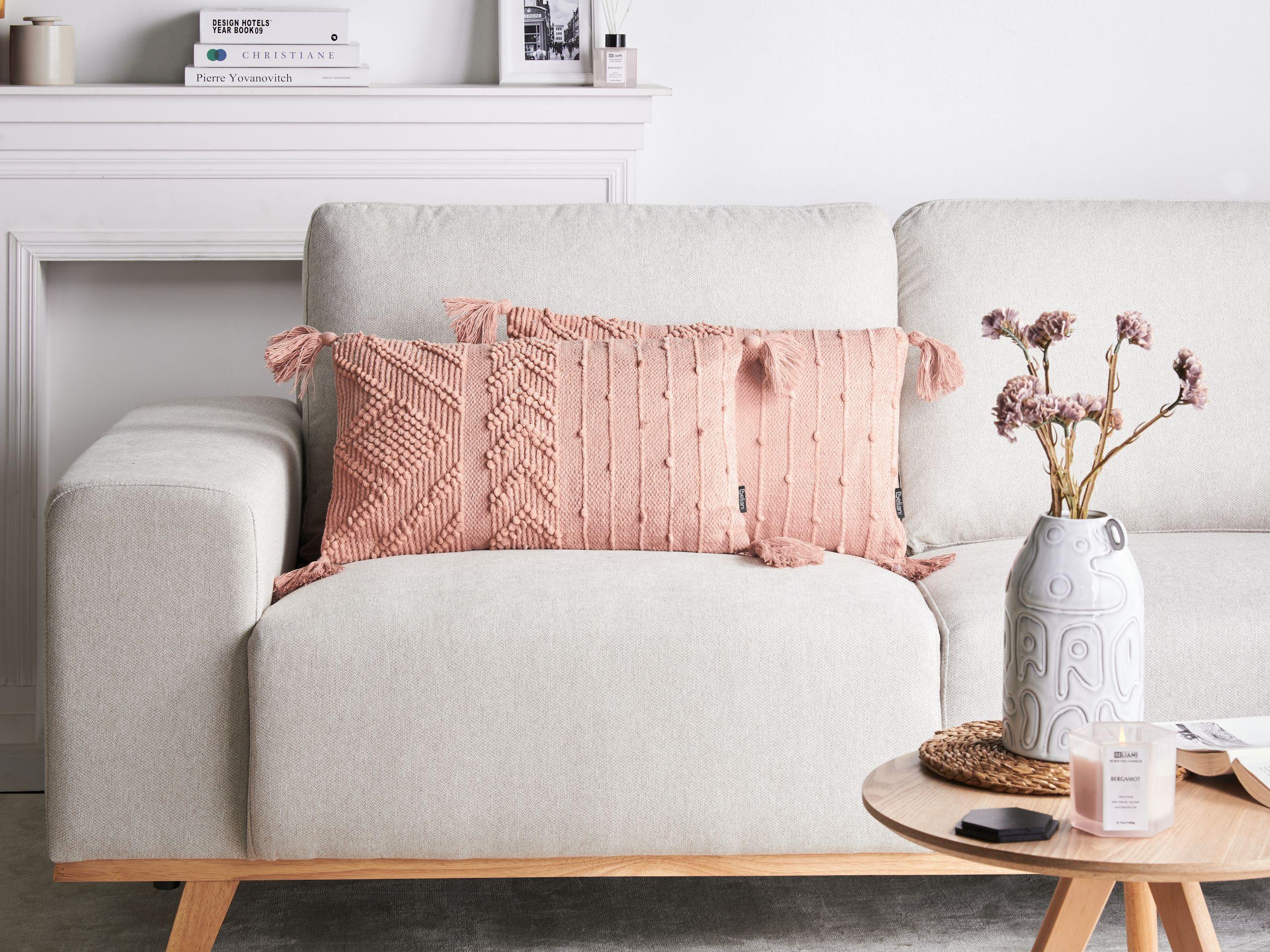 Beliani Dekokissen 2er Set aus Baumwolle Boho VALVARIA