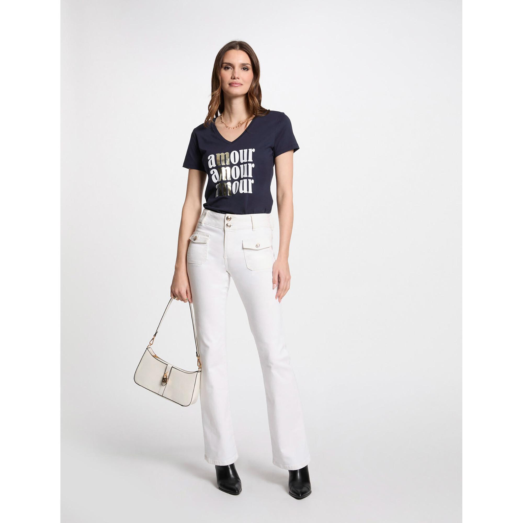 MORGAN T-Shirt mit V-Ausschnitt und Amour Print