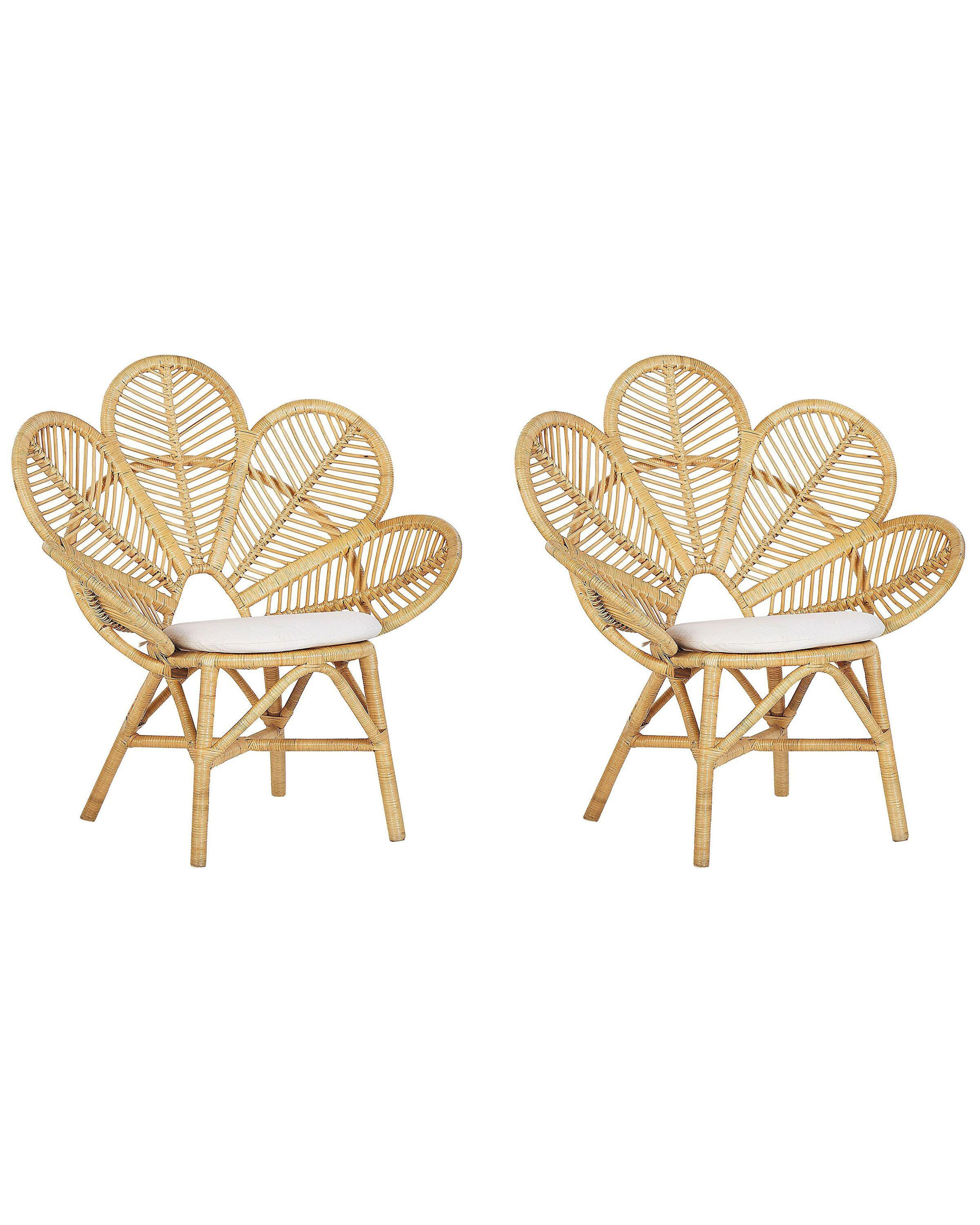 Beliani Pfauenstühle 2er Set aus Rattan Boho FLORENTINE