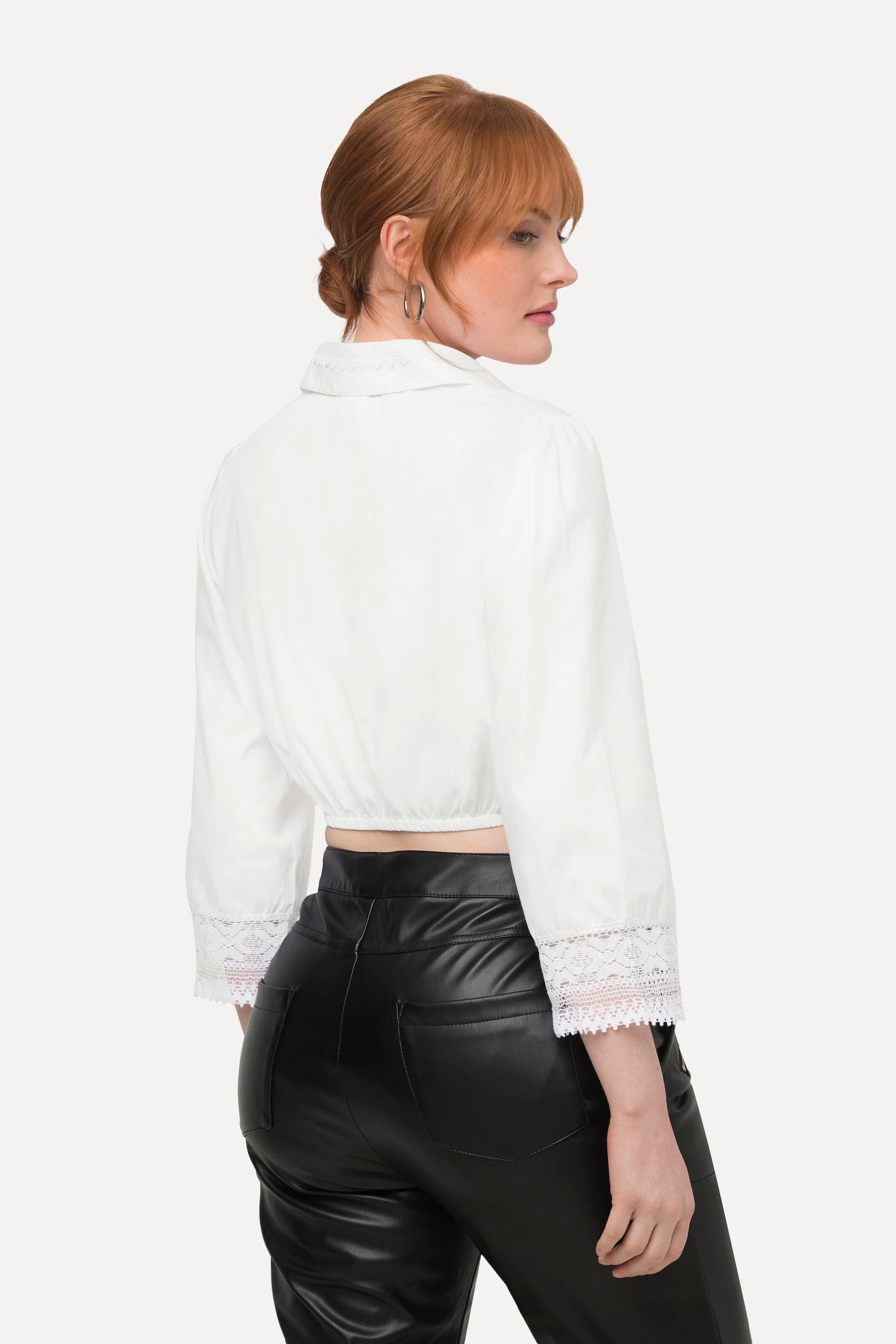 Ulla Popken Dirndlbluse Hemdkragen 3/4-Arm