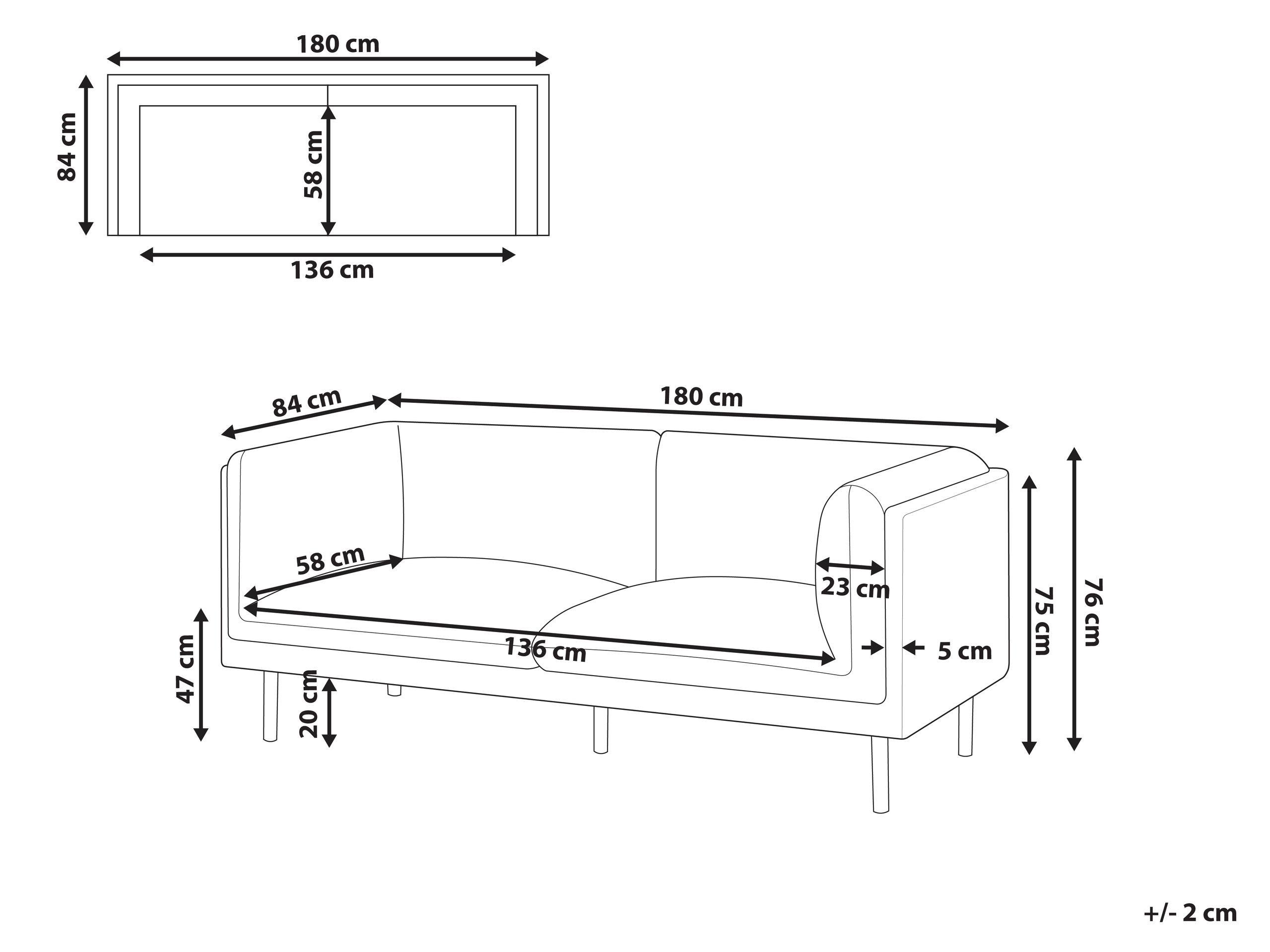 Beliani 2 Sitzer Sofa aus Polyester Modern VORGOD