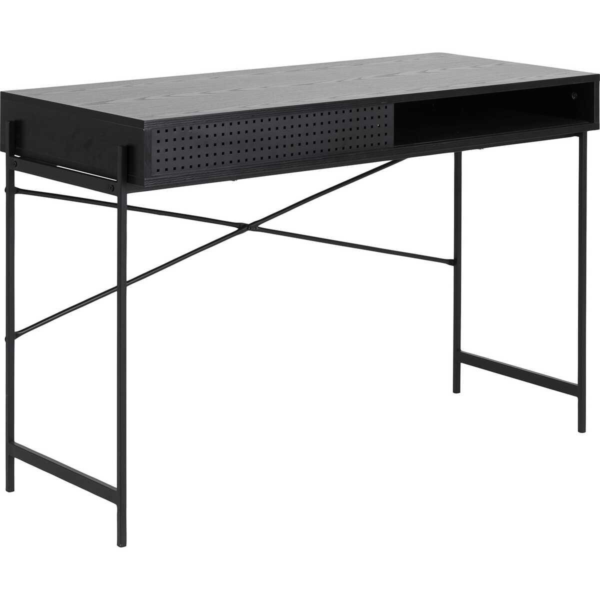 mutoni Schreibtisch Angie Melamin Esche Schwarz Schiebetür 110x50x75cm