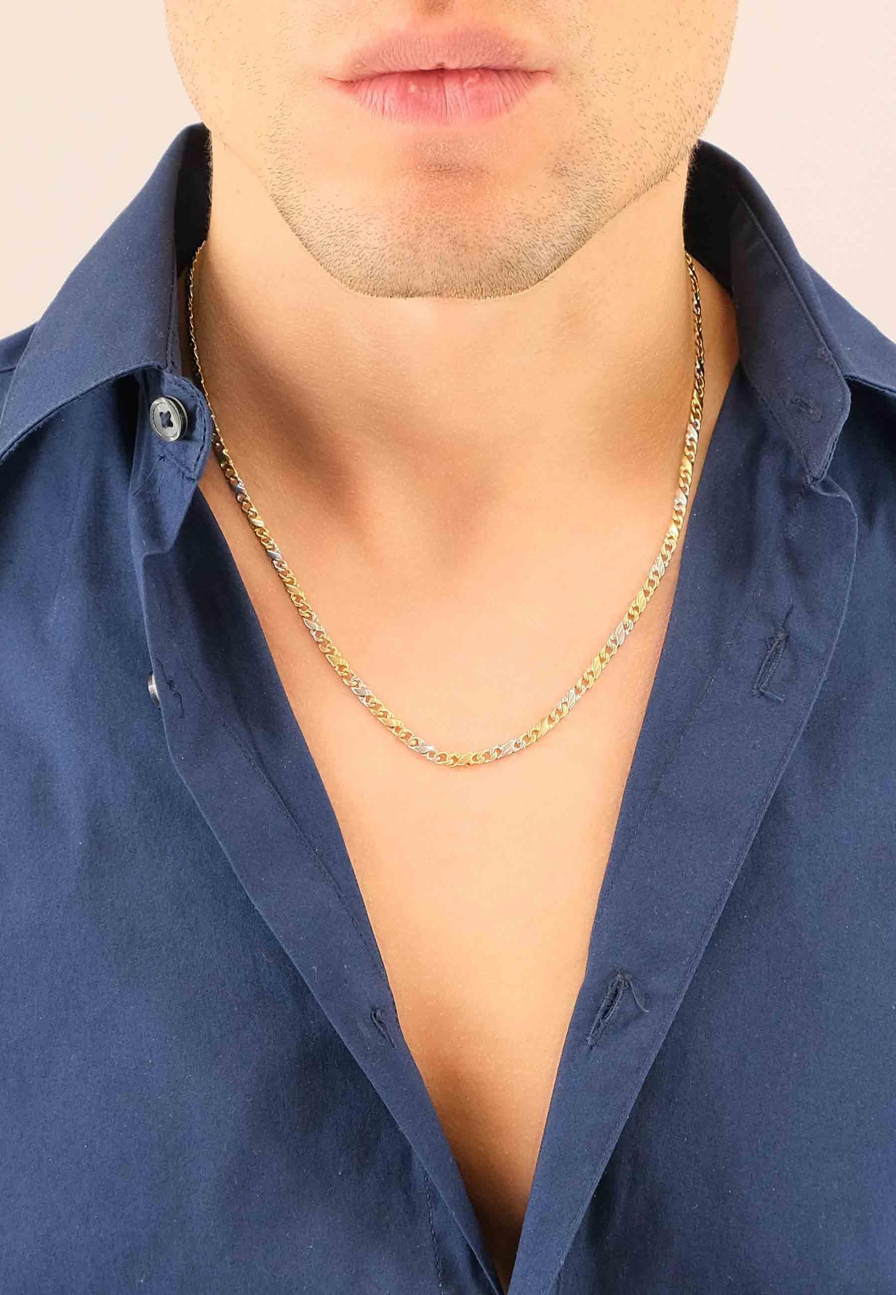 MUAU Schmuck Collier Carrera Bicolor Gelb-/Weissgold 750, 3.5mm, 50cm