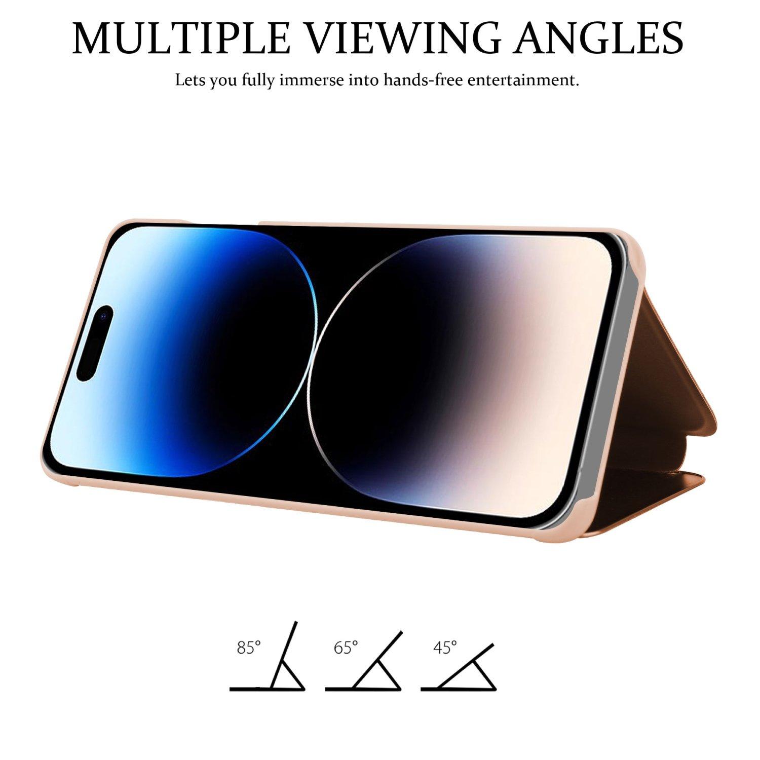 Cadorabo Hülle für Apple iPhone 14 PRO Spiegel Standfunktion 360 Grad Schutz