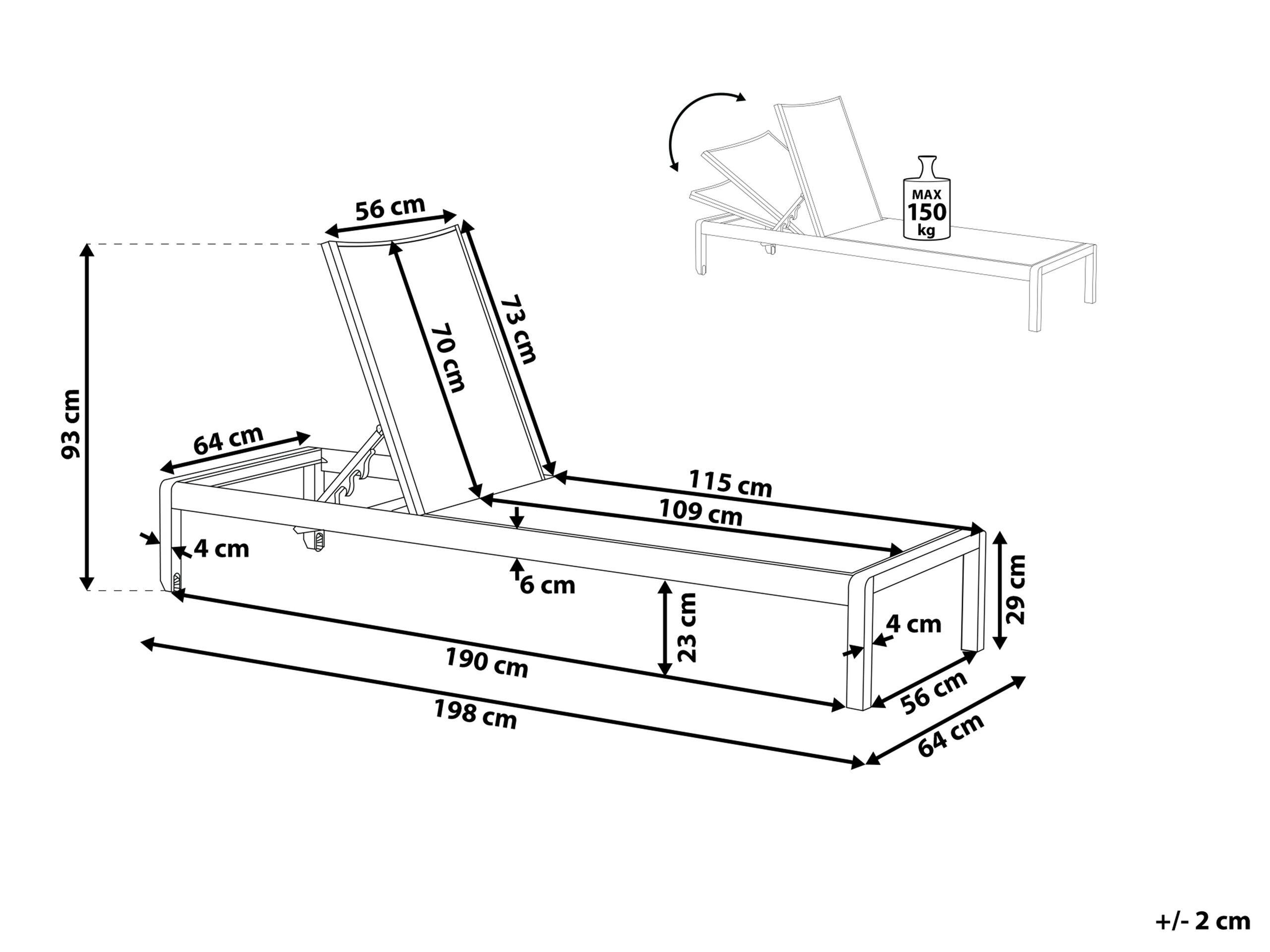 Beliani Sonnenliege aus Aluminium Industriell FOSSATO