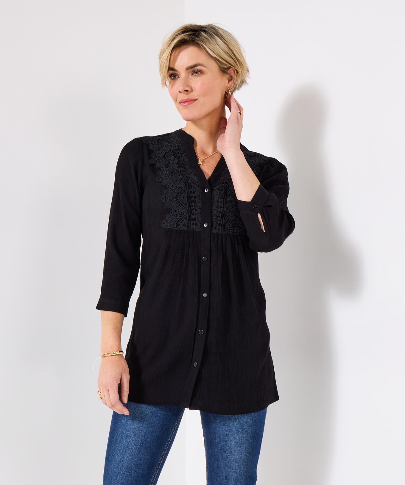Joe Browns Lange gekräuselte Spitzenbluse