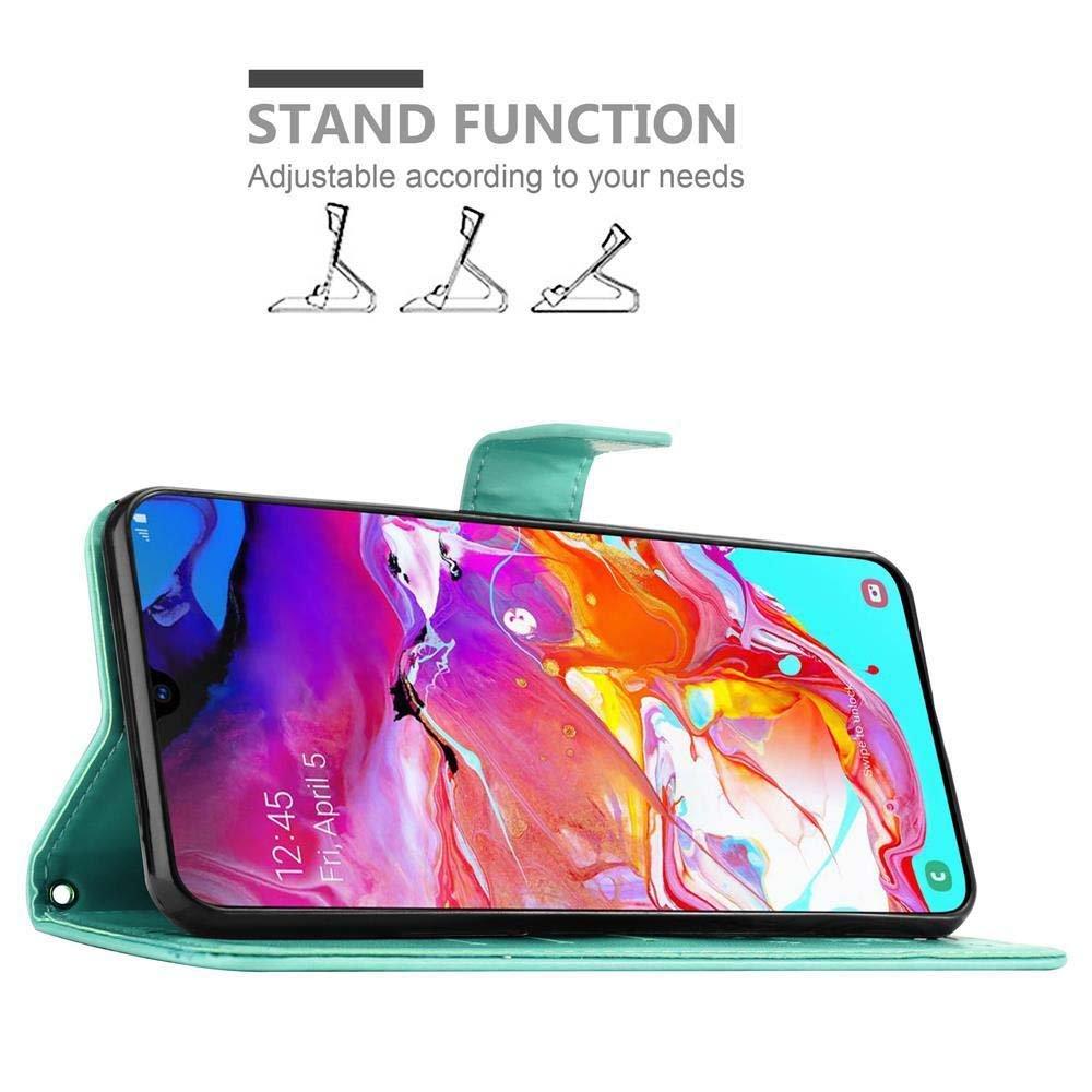 Cadorabo Hülle für Samsung Galaxy A70 A70s Blumen Design Magnetverschluss