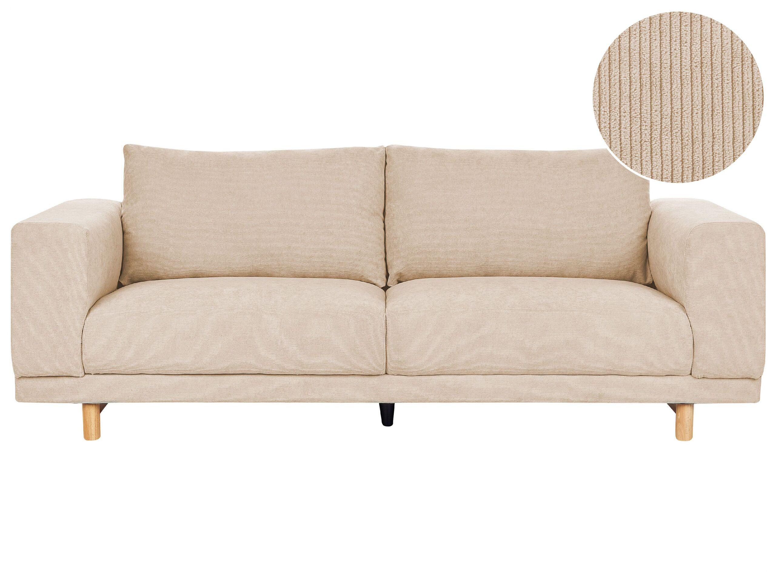 Beliani 3 Sitzer Sofa aus Cord Skandinavisch NIVALA