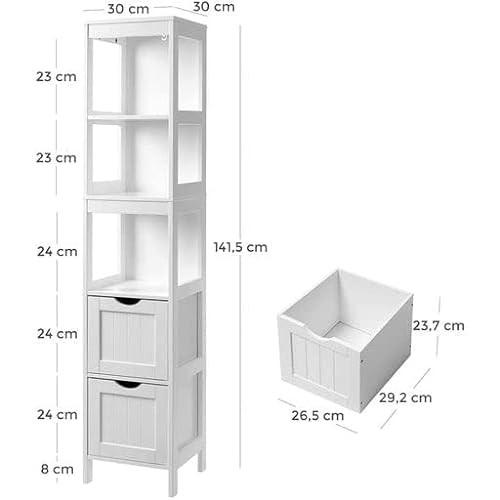 Pricenet Hoherer Badezimmerschrank mit herausnehmbaren Schubladen