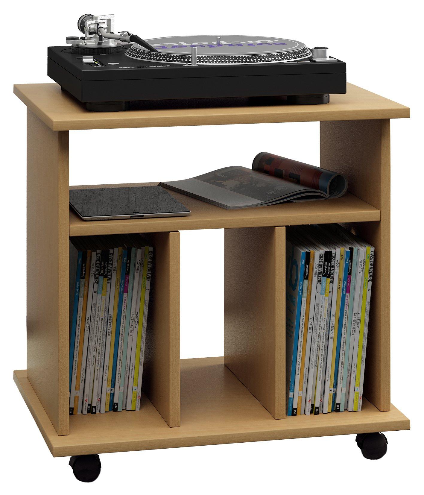 VCM Holz Media-Regal | Regal mit Rollen | Maße: H. 59 x B. 60 x T. 45 cm - Retal