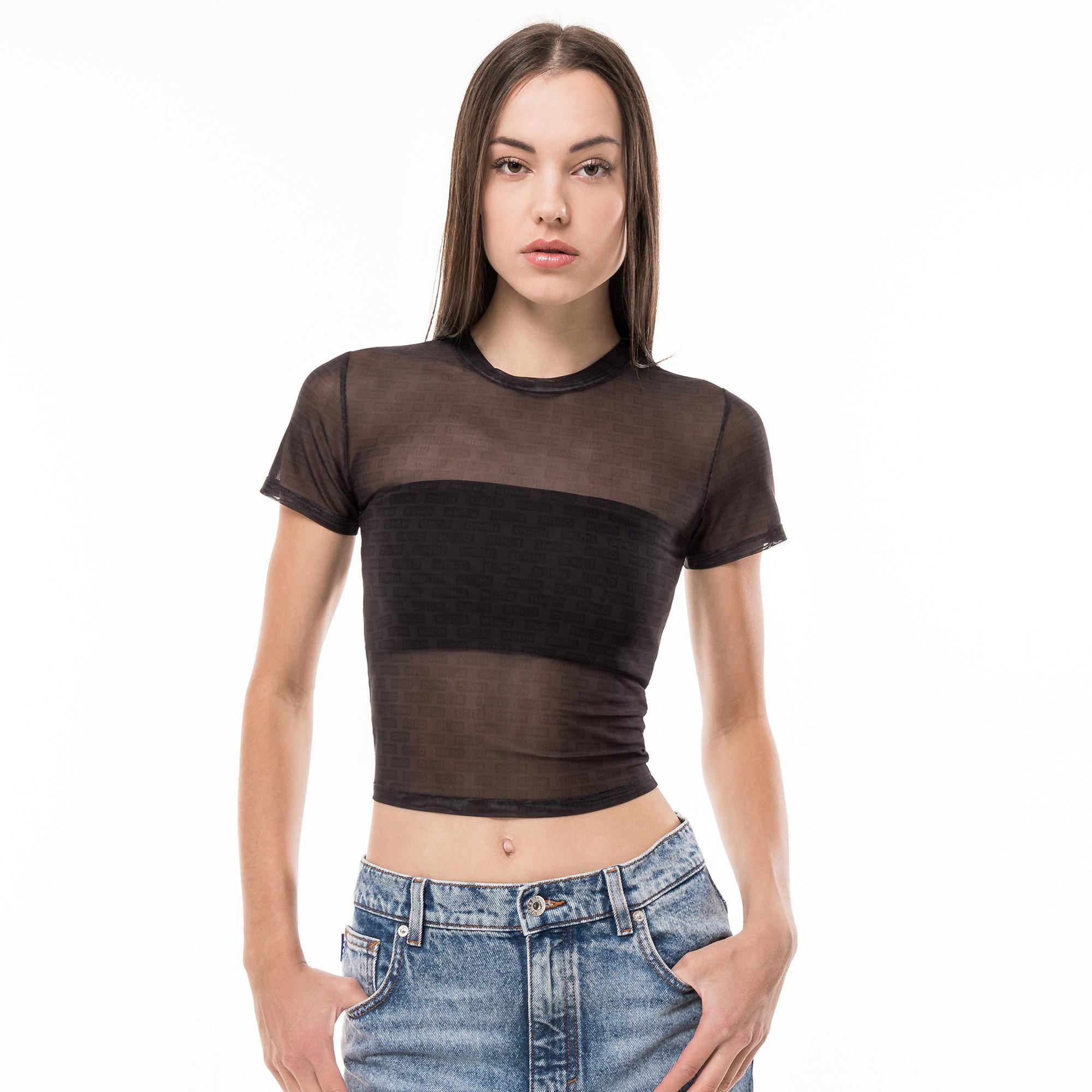 HUGO BLUE Dadini B Cropped Slim Fit Top mit Labelprint