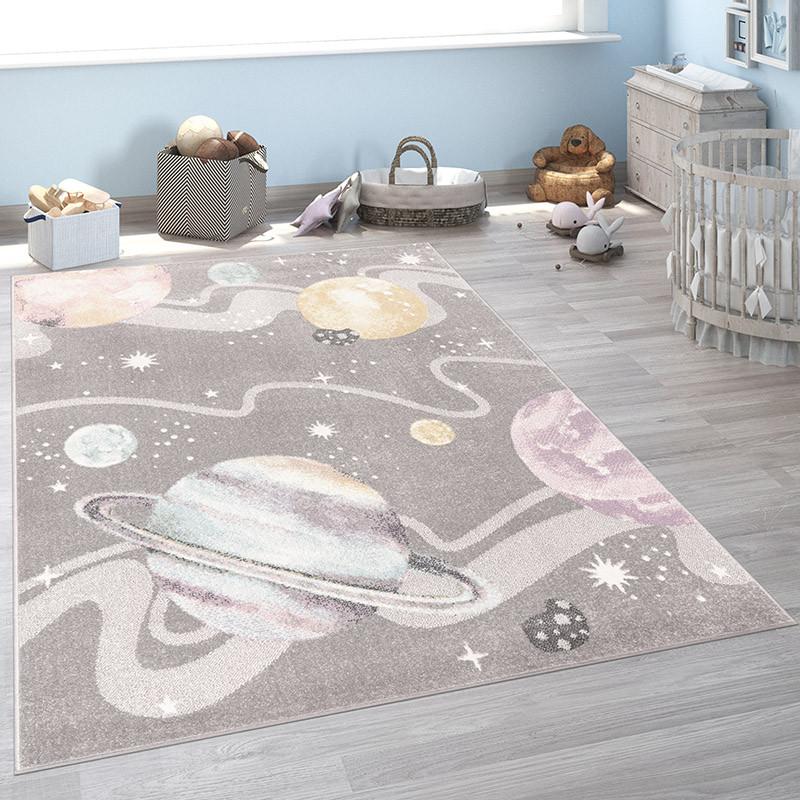Paco Home Kinderteppich Weltall Universum Hell