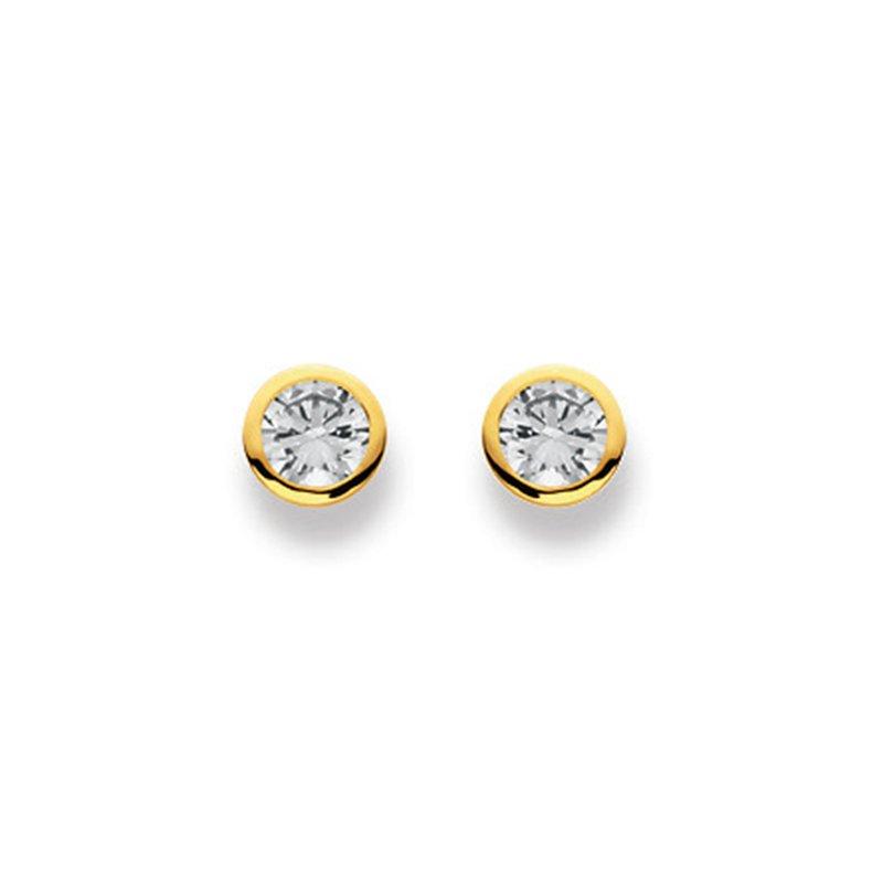 MUAU Schmuck Ohrstecker Gelbgold 750 Zirkonia 6mm