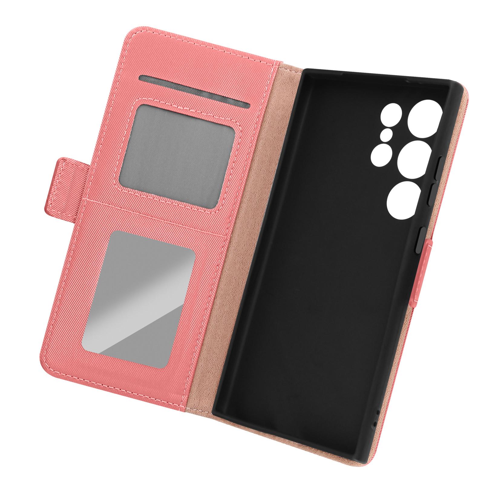Avizar Samsung S24 Ultra Wallet Hülle Hellrosa