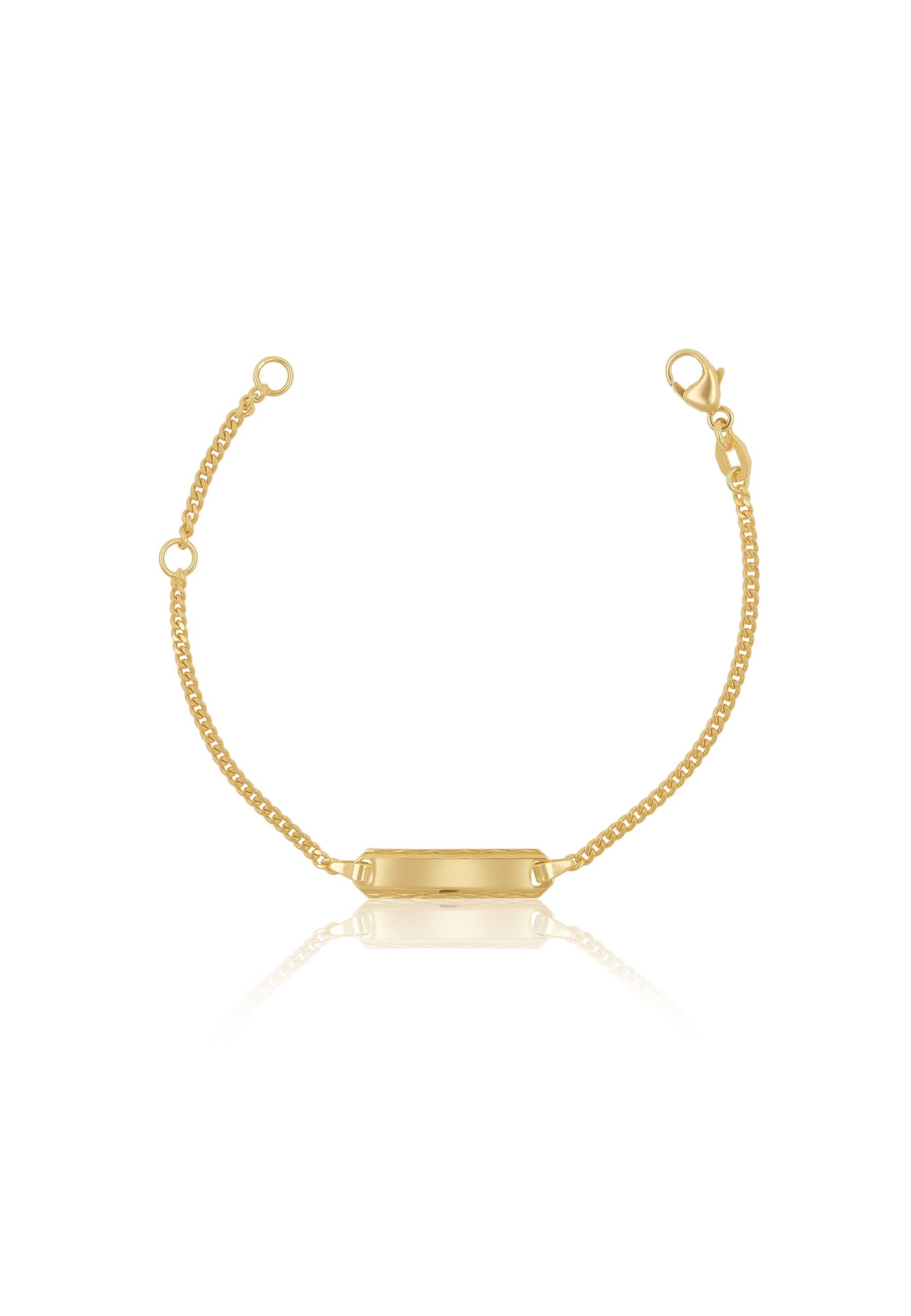 MUAU Schmuck ID-Bracelet Panzer Gelbgold 750 Schild diamantiert, 1.7mm, 14cm