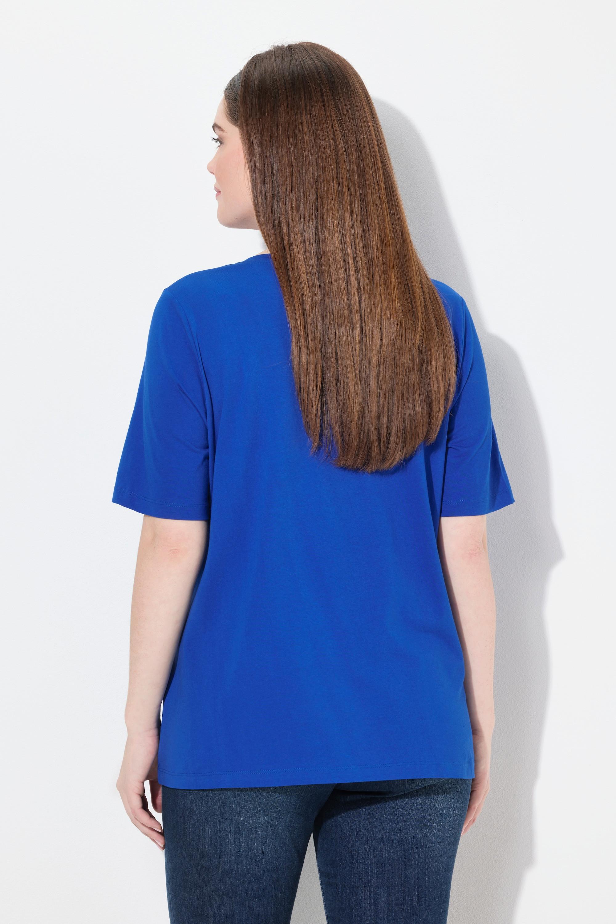 Ulla Popken Classic Trachtenmotiv V-Ausschnitt Halbarm T-Shirt